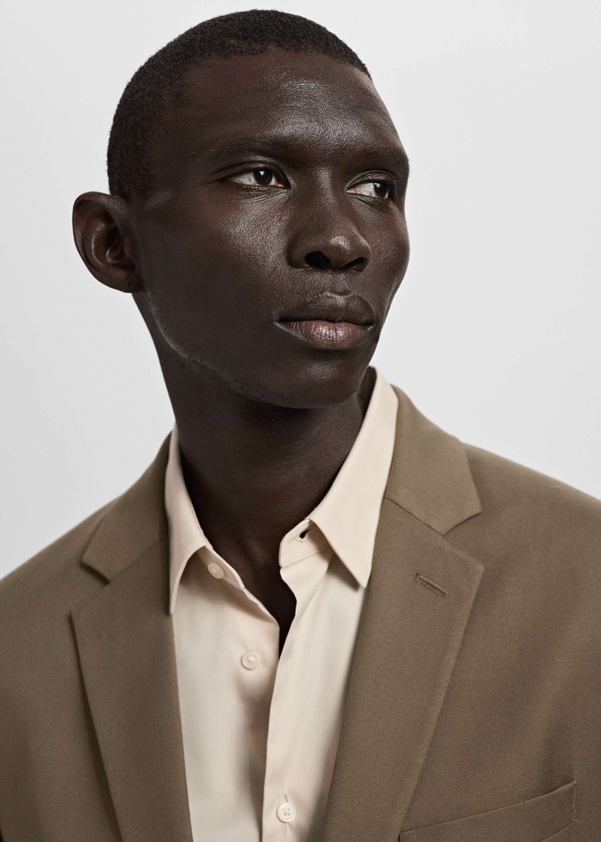 Super slim-fit suit jacket in stretch fabric - Details of the article 1, Brown. Ref: 27091218-00.