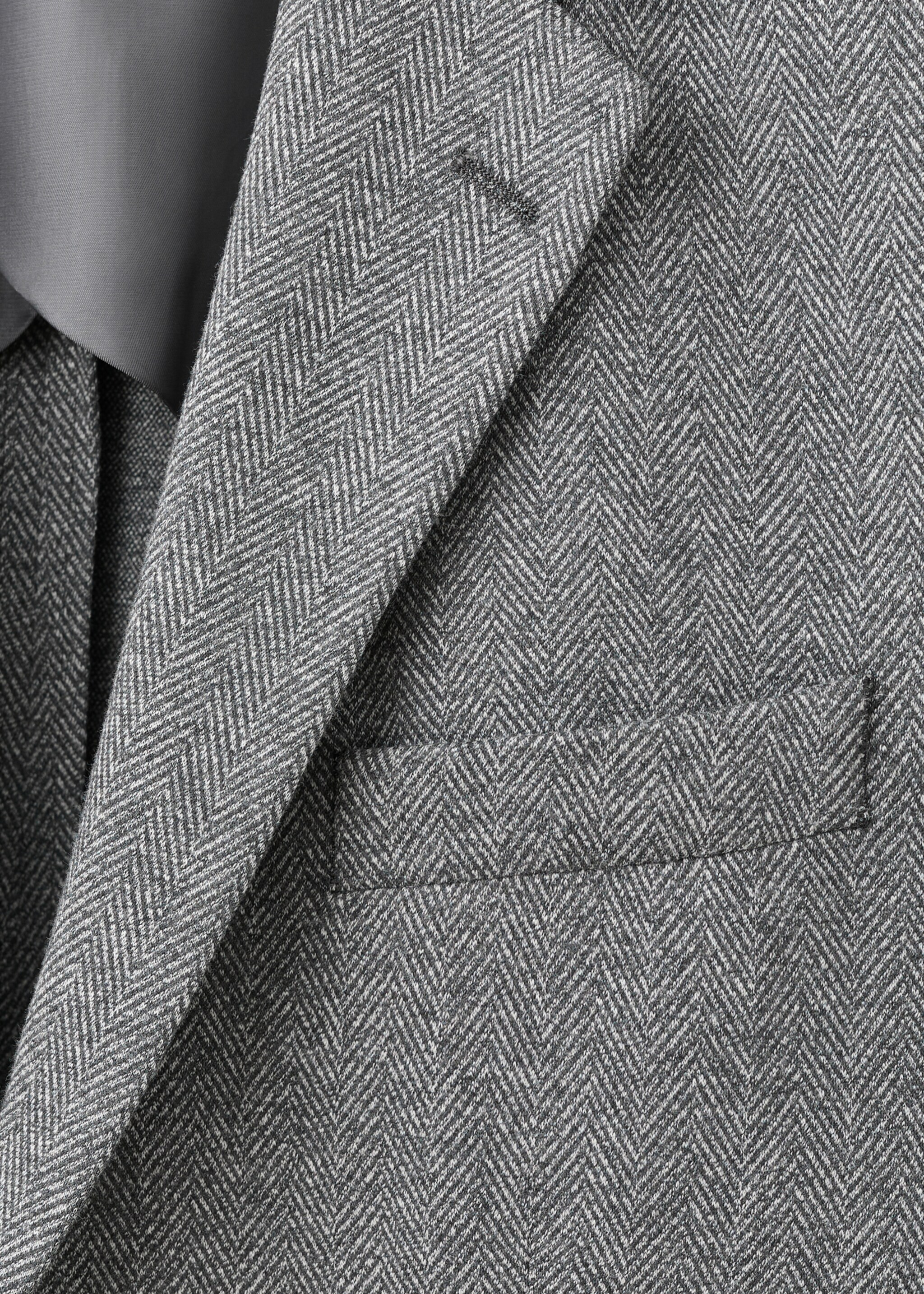 Slim-fit herringbone tailored jacket - Details of the article 8, Grey. Ref: 27091221-00.