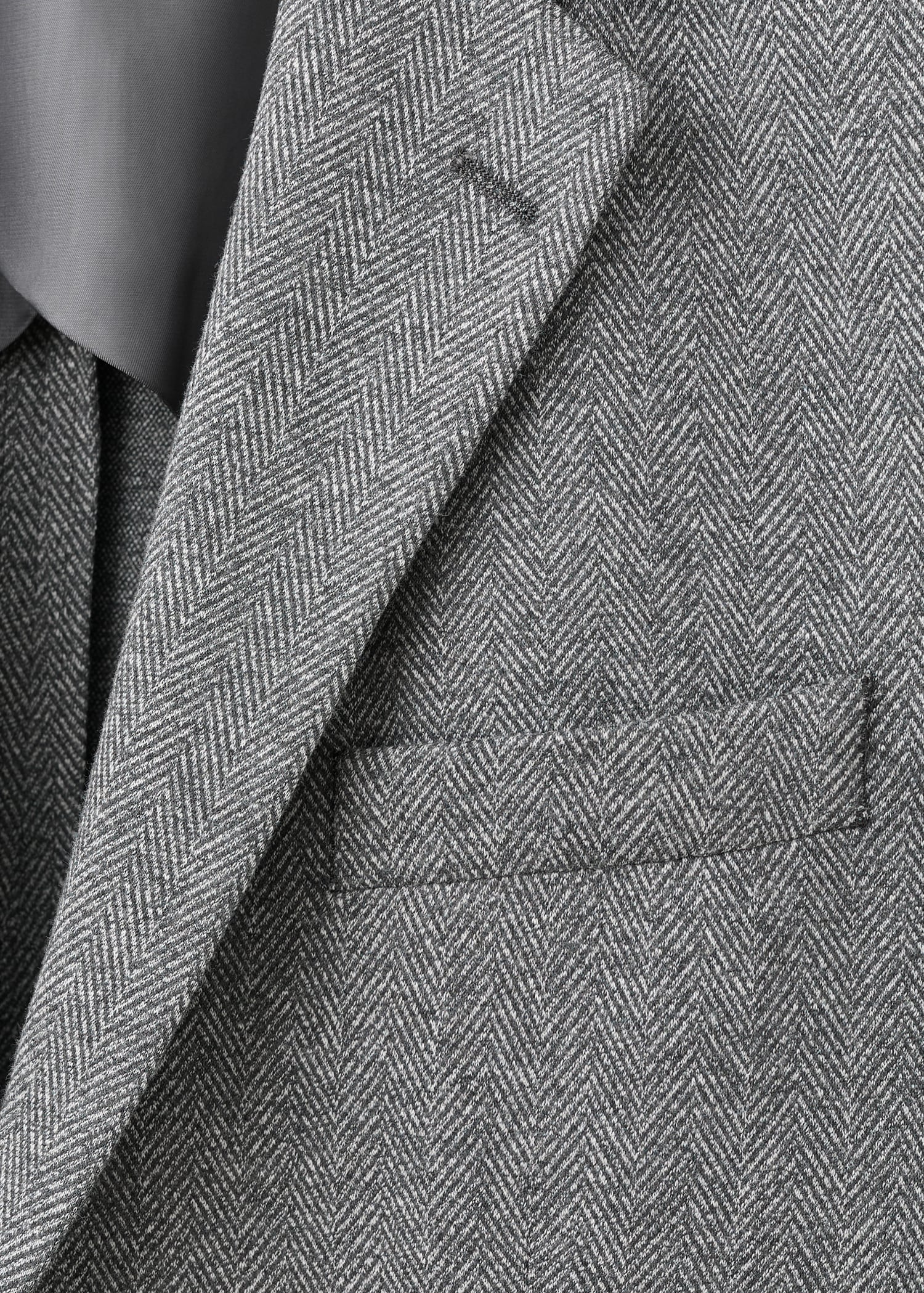 Slim-fit herringbone tailored jacket - Details of the article 8