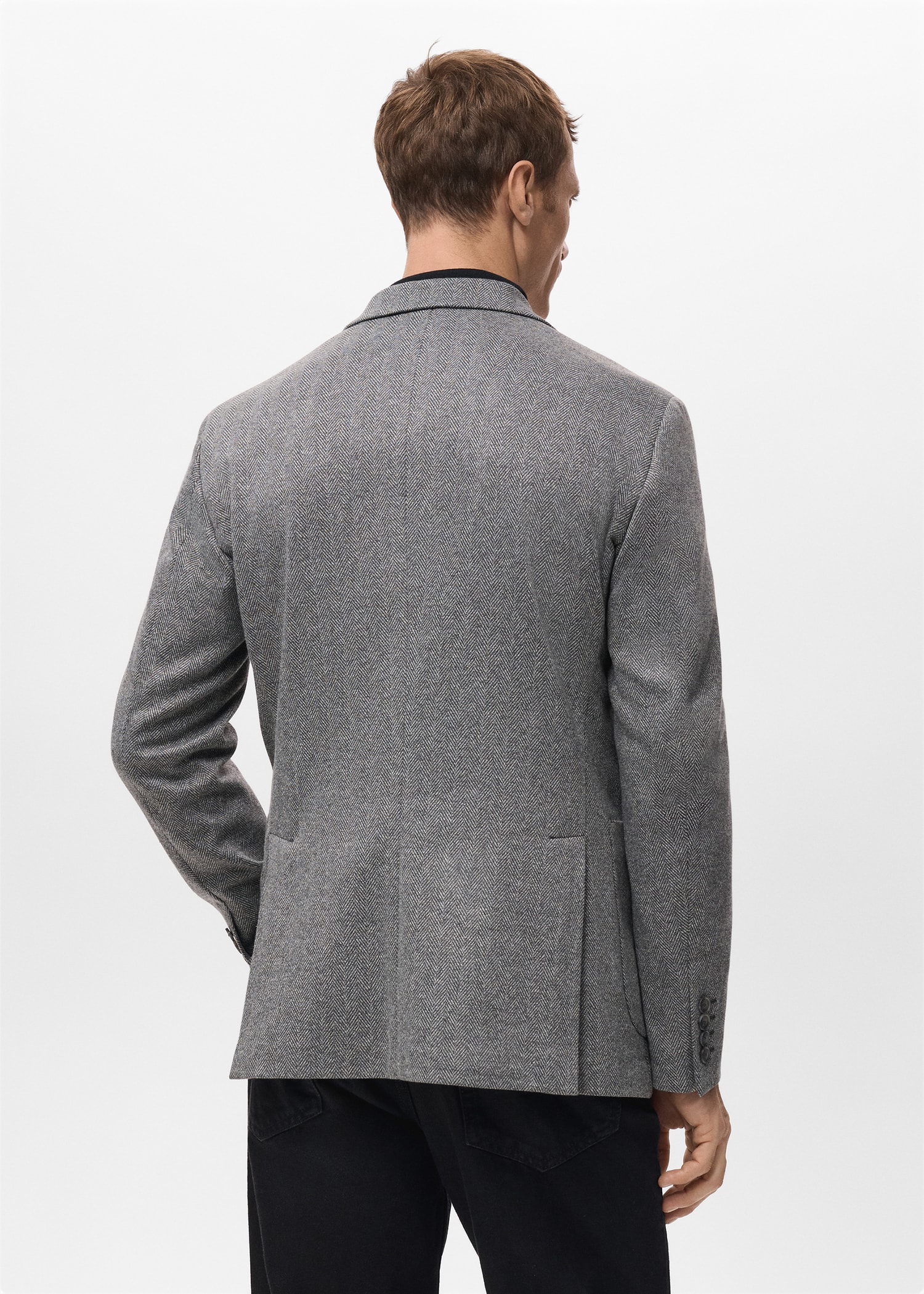 Slim-fit herringbone tailored jacket - Reverse of the article