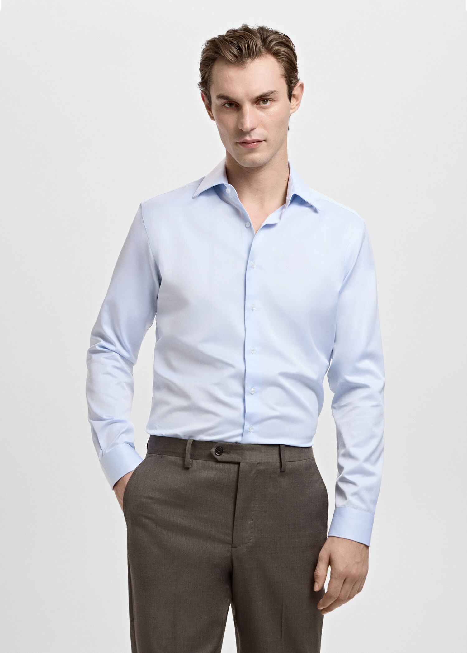 Slim fit cotton suit shirt - Medium plane