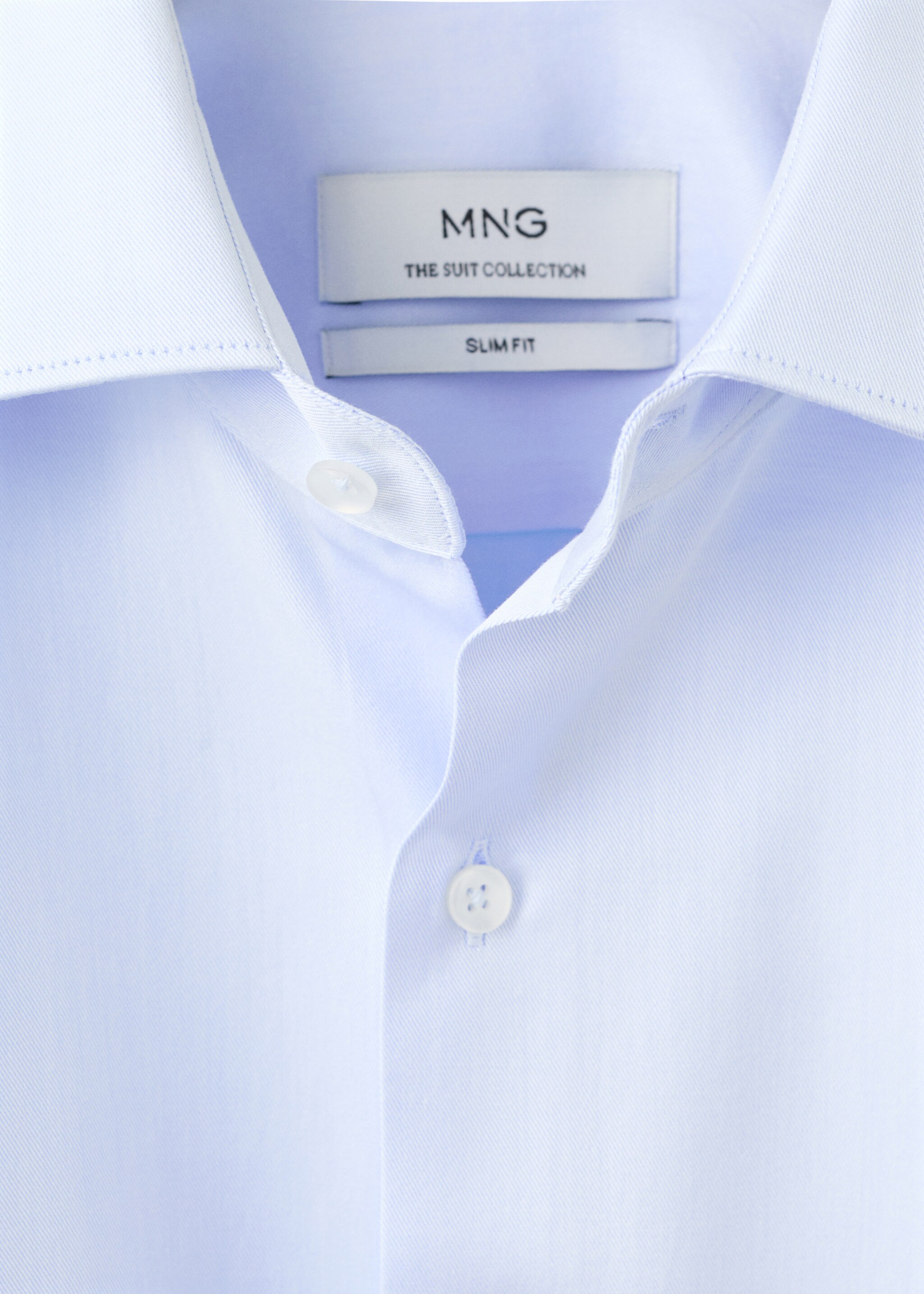 Slim fit cotton suit shirt - Details of the article 8, Sky Blue. Ref: 27091223-00.