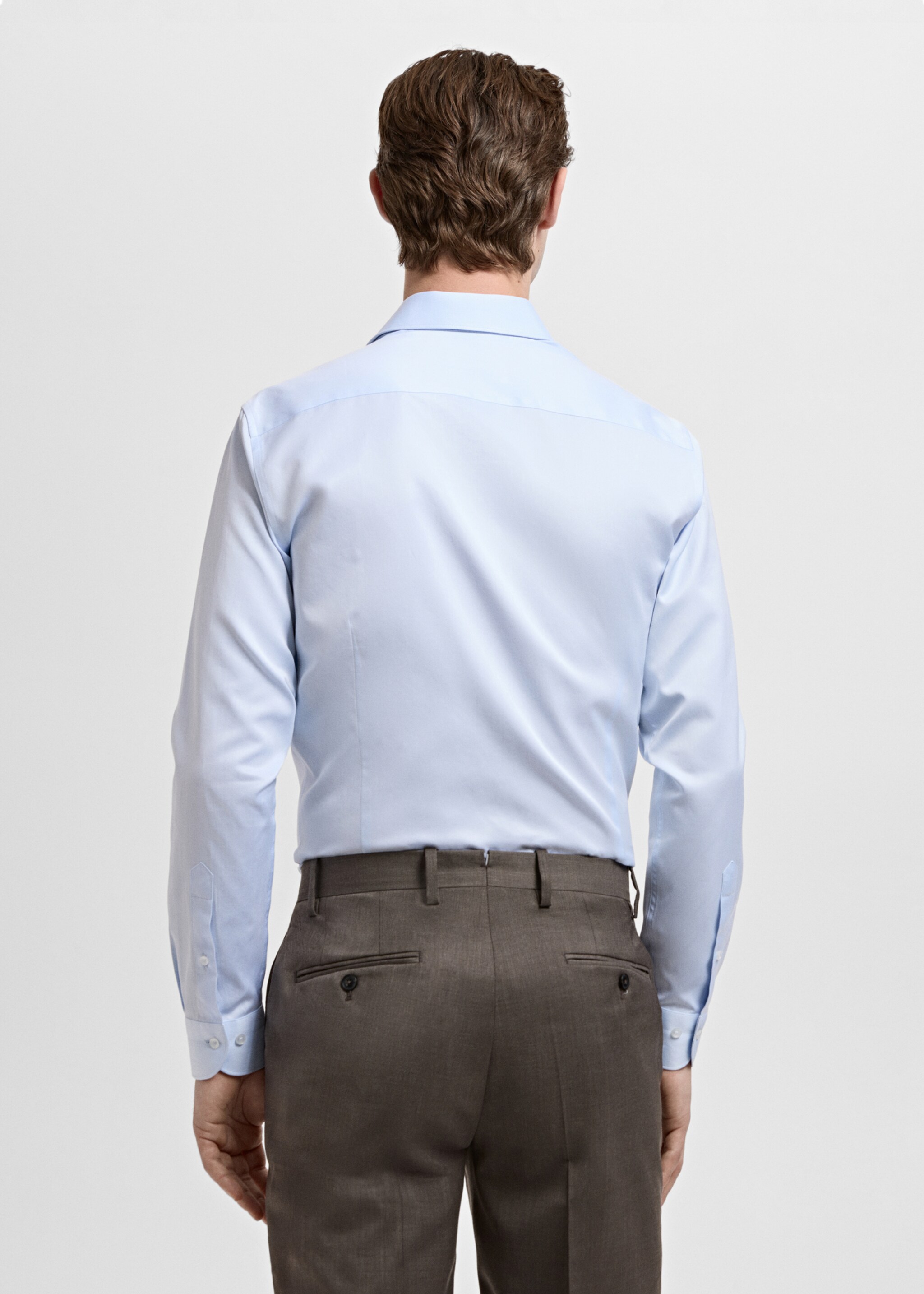 Slim fit cotton suit shirt - Reverse of the article, Sky Blue. Ref: 27091223-00.
