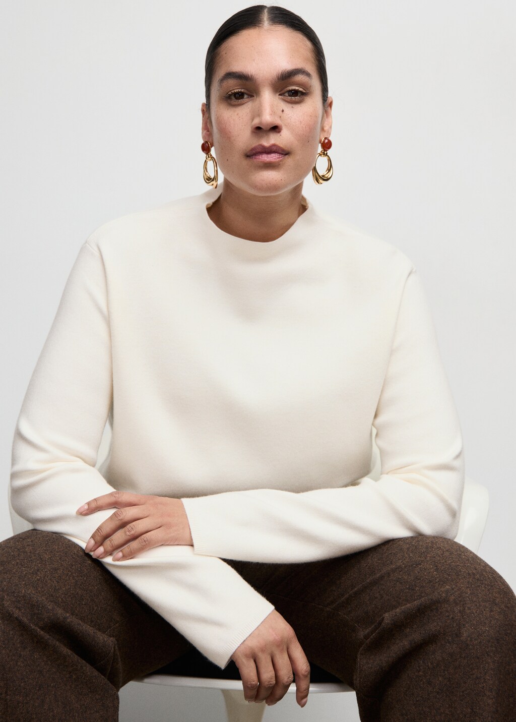 Mango Knitted sweater with perkins neck