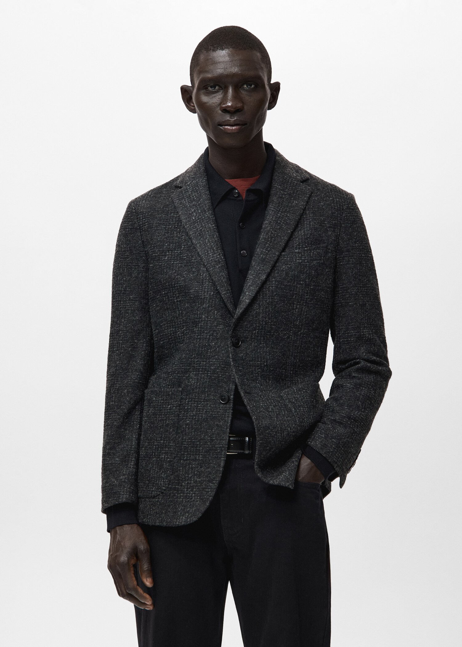 Slim fit wool blend blazer - Medium plane