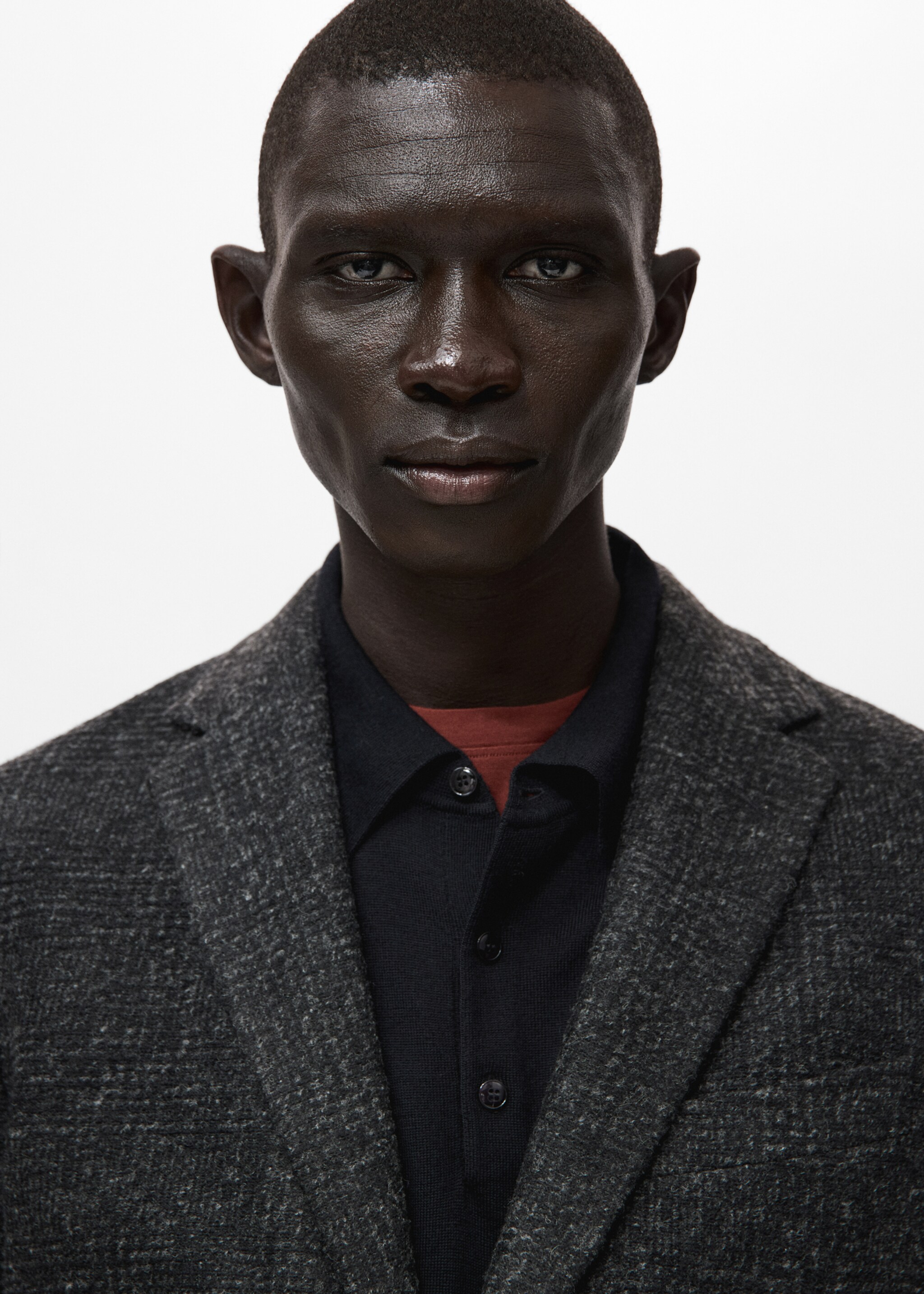 Slim fit wool blend blazer - Details of the article 1, Grey. Ref: 27091229-00.