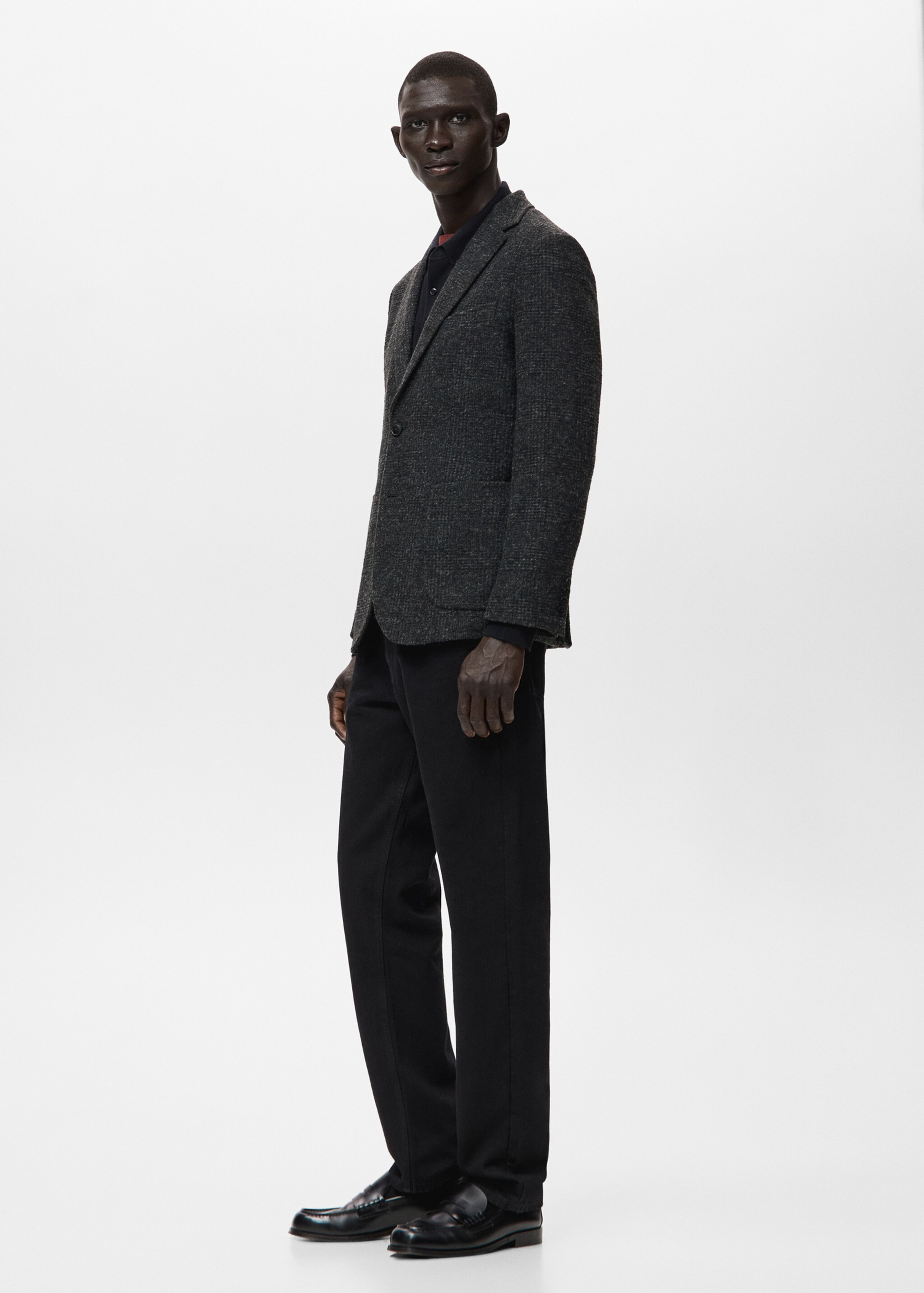 Slim fit wool blend blazer - Details of the article 2, Grey. Ref: 27091229-00.