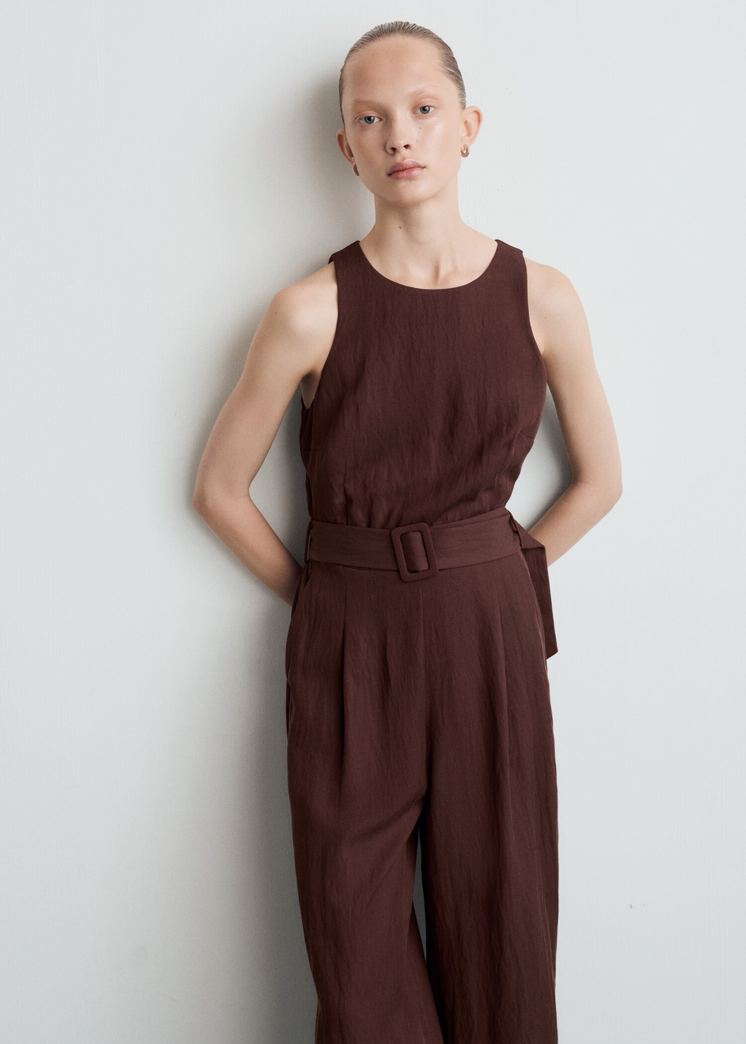 Lyocell jumpsuit with belt - Medium plane