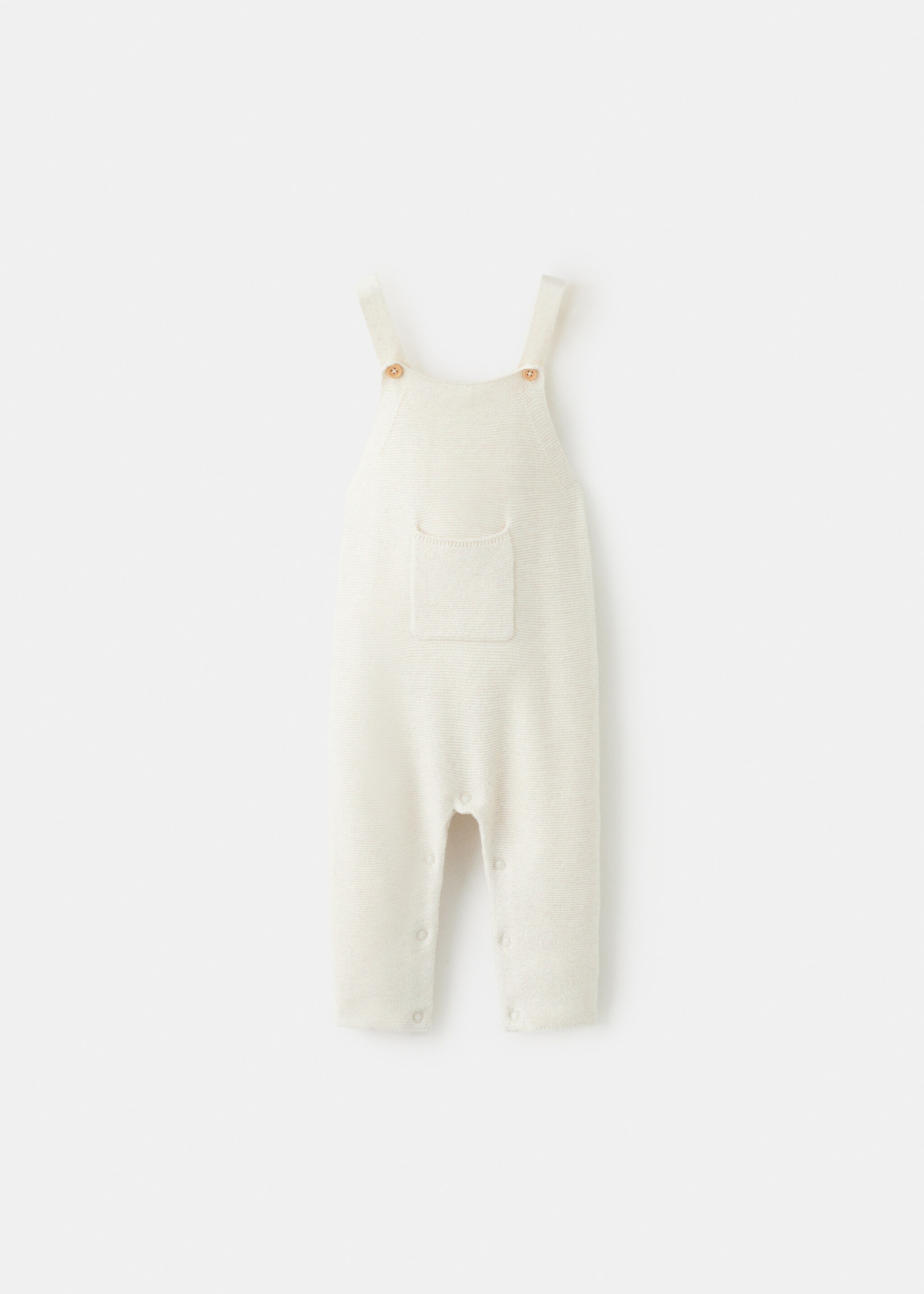 Lange Strick-Latzhose - Artikel ohne Model, Sandfarben. Ref: 27091235-00.