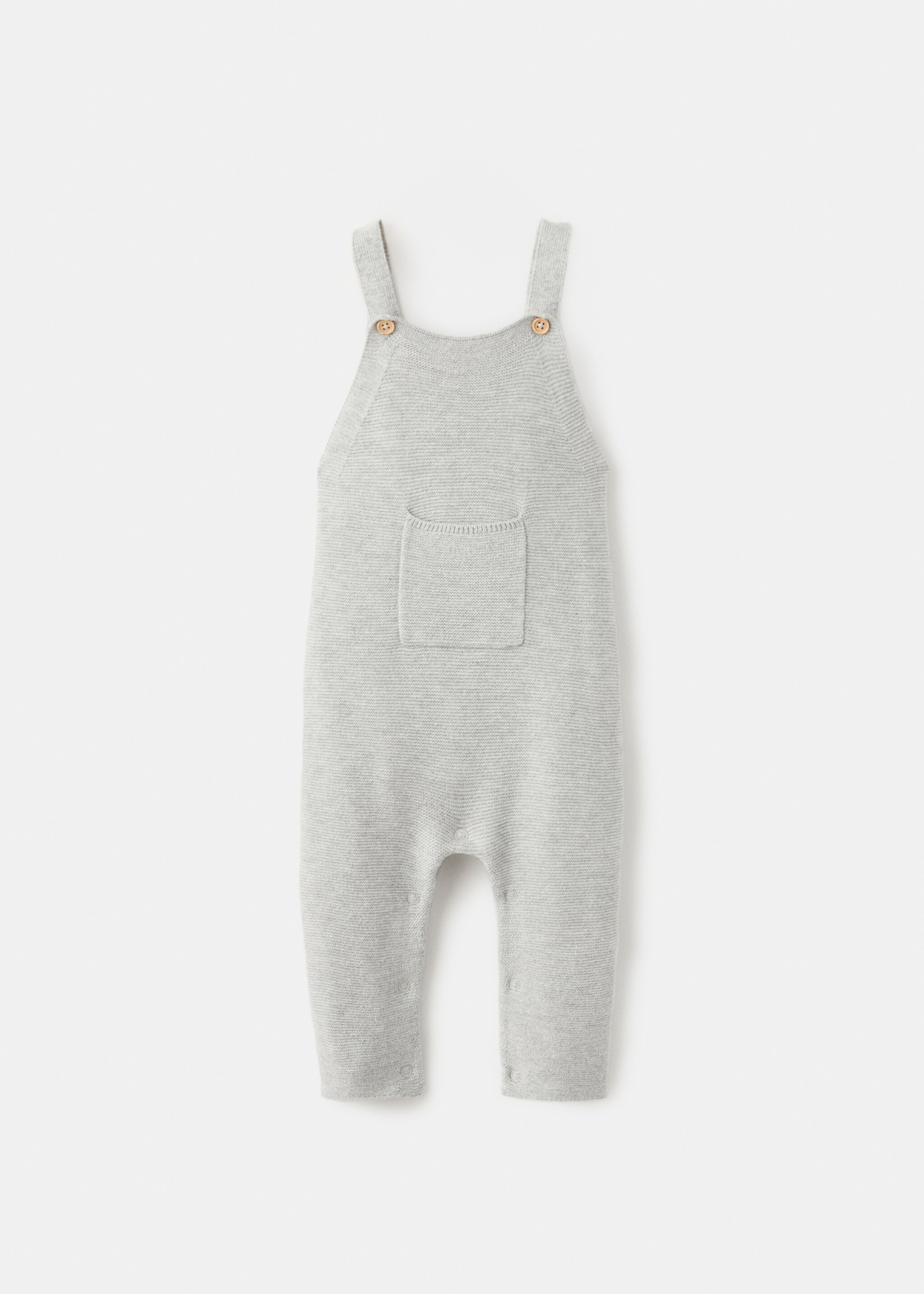 Lange Strick-Latzhose - Artikel ohne Model, Mittelgrau meliert. Ref: 27091235-00.