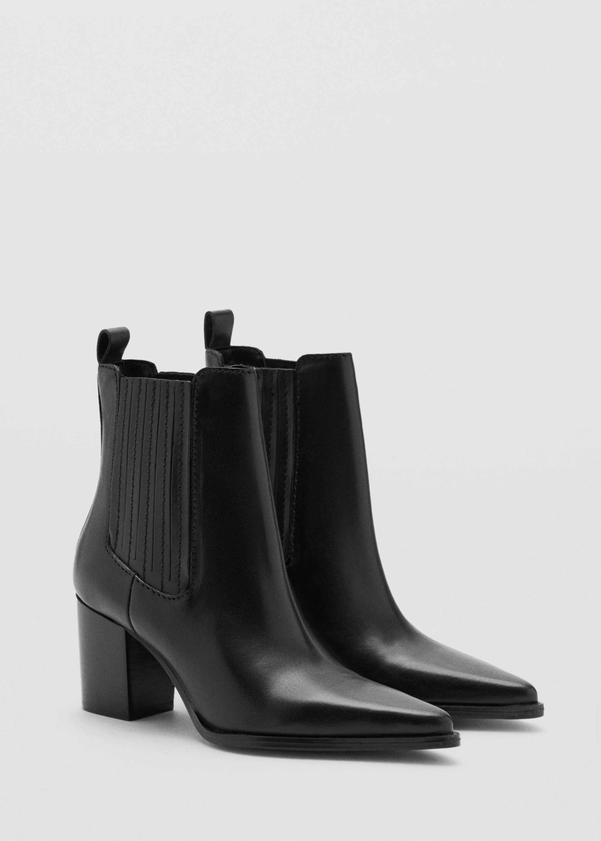 Leather pointed ankle boots - Medium plane, Black. Ref: 27091238-00.