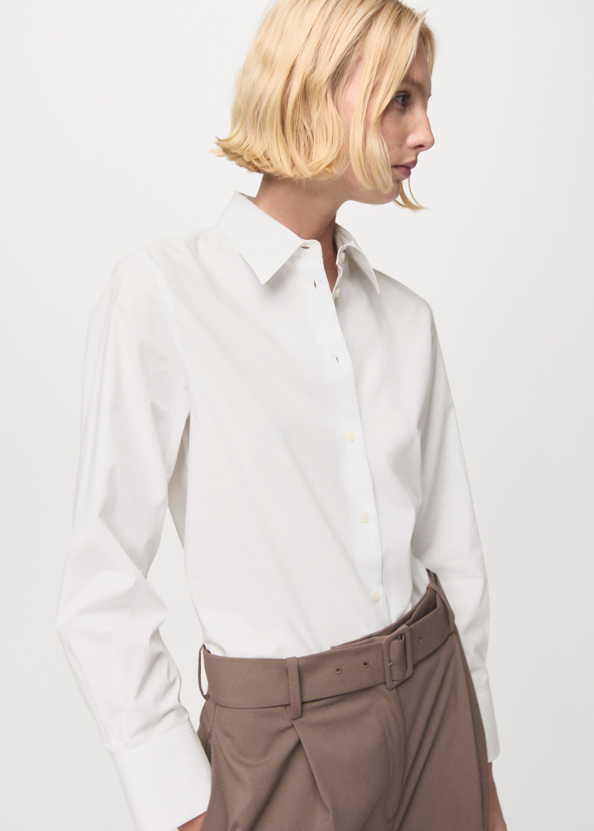 Regular cotton lyocell-blend shirt - Medium plane, Off White. Ref: 27091246-00.