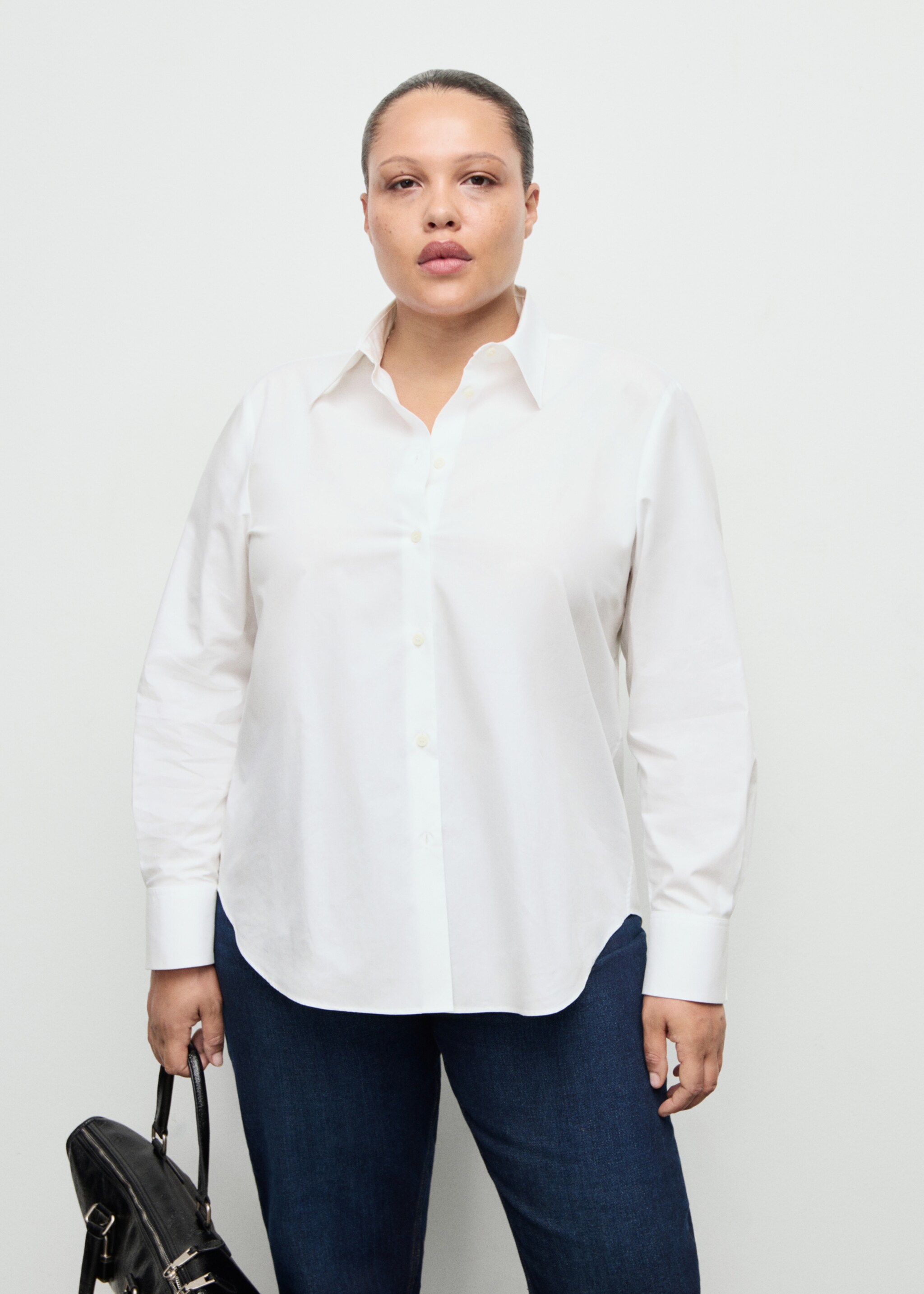 Regular cotton lyocell-blend shirt - Details of the article 5, Off White. Ref: 27091246-00.