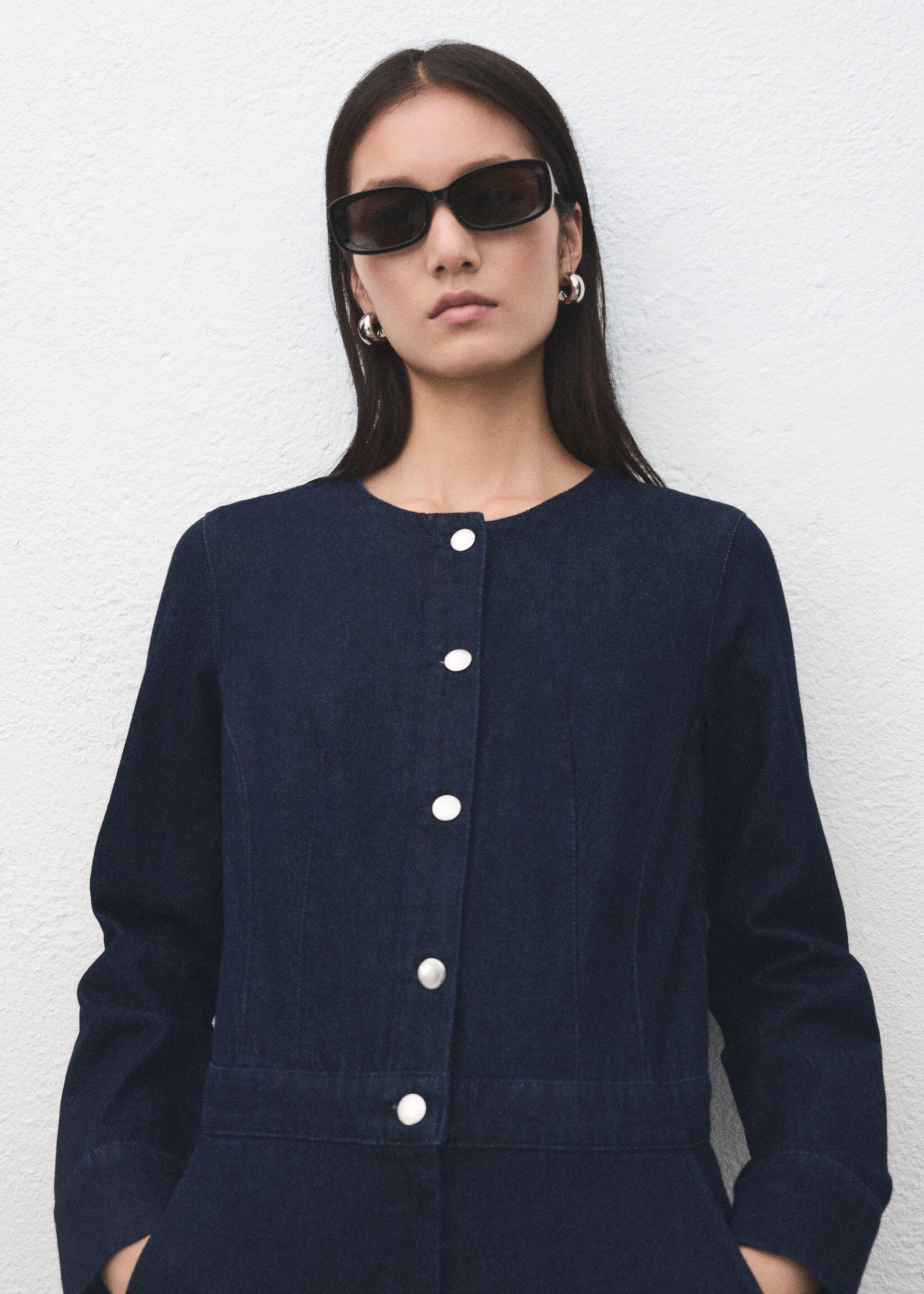 Buttons denim jumpsuit - Medium plane, Dark Blue. Ref: 27091247-00.