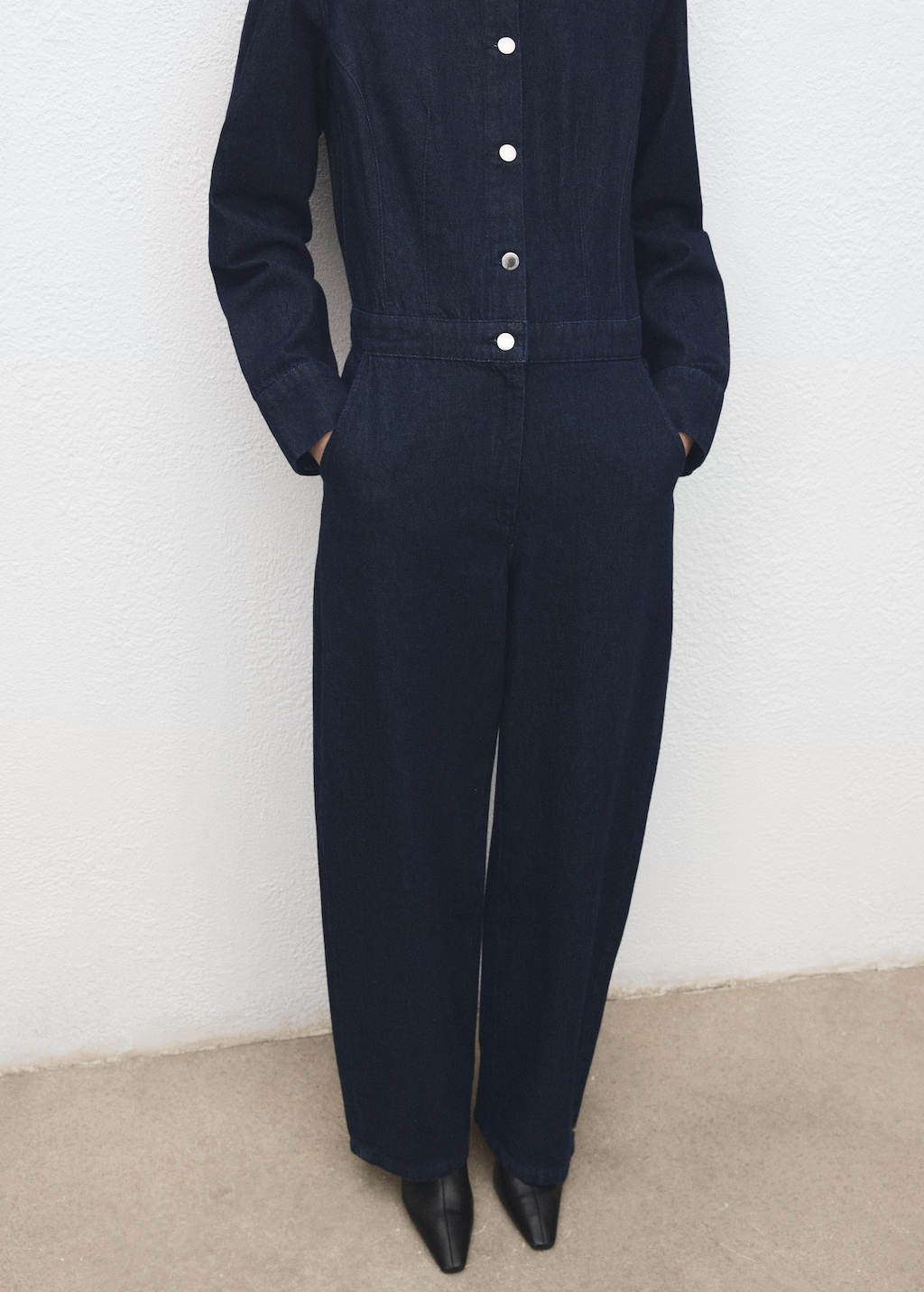 Buttons denim jumpsuit