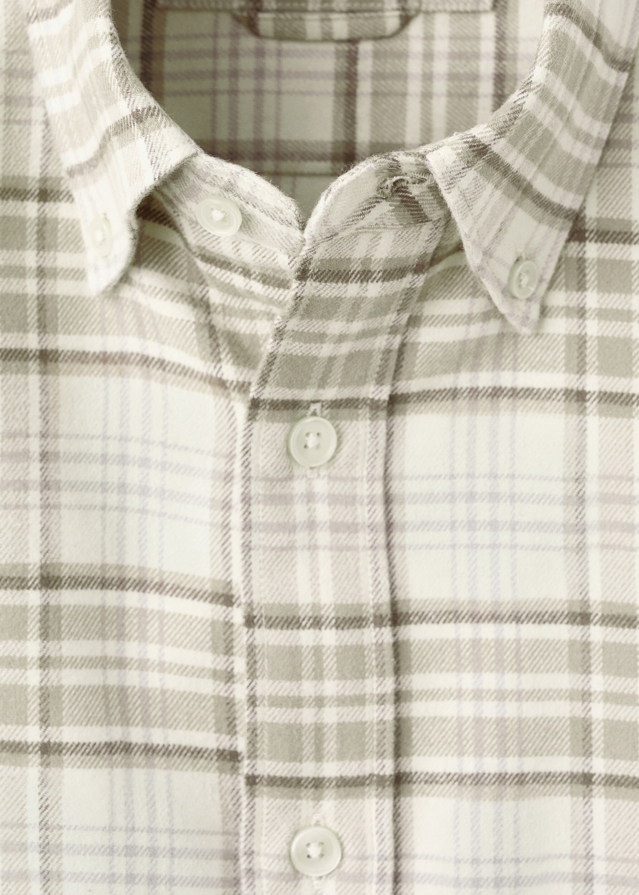 Regular Fit Plaid Flannel Shirt - Details of the article 8, Sand. Ref: 27091248-00.