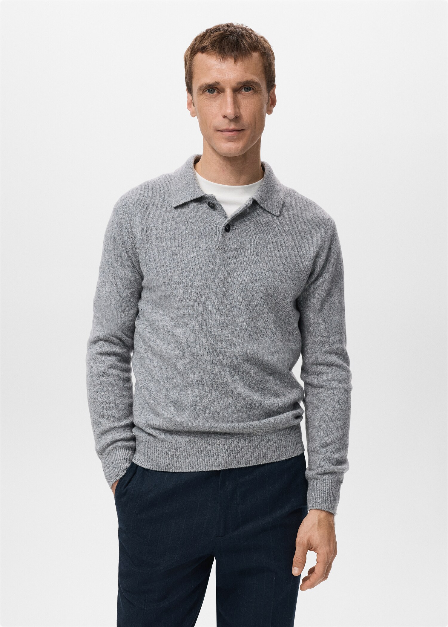 Knitted wool blend polo sweater - Medium plane