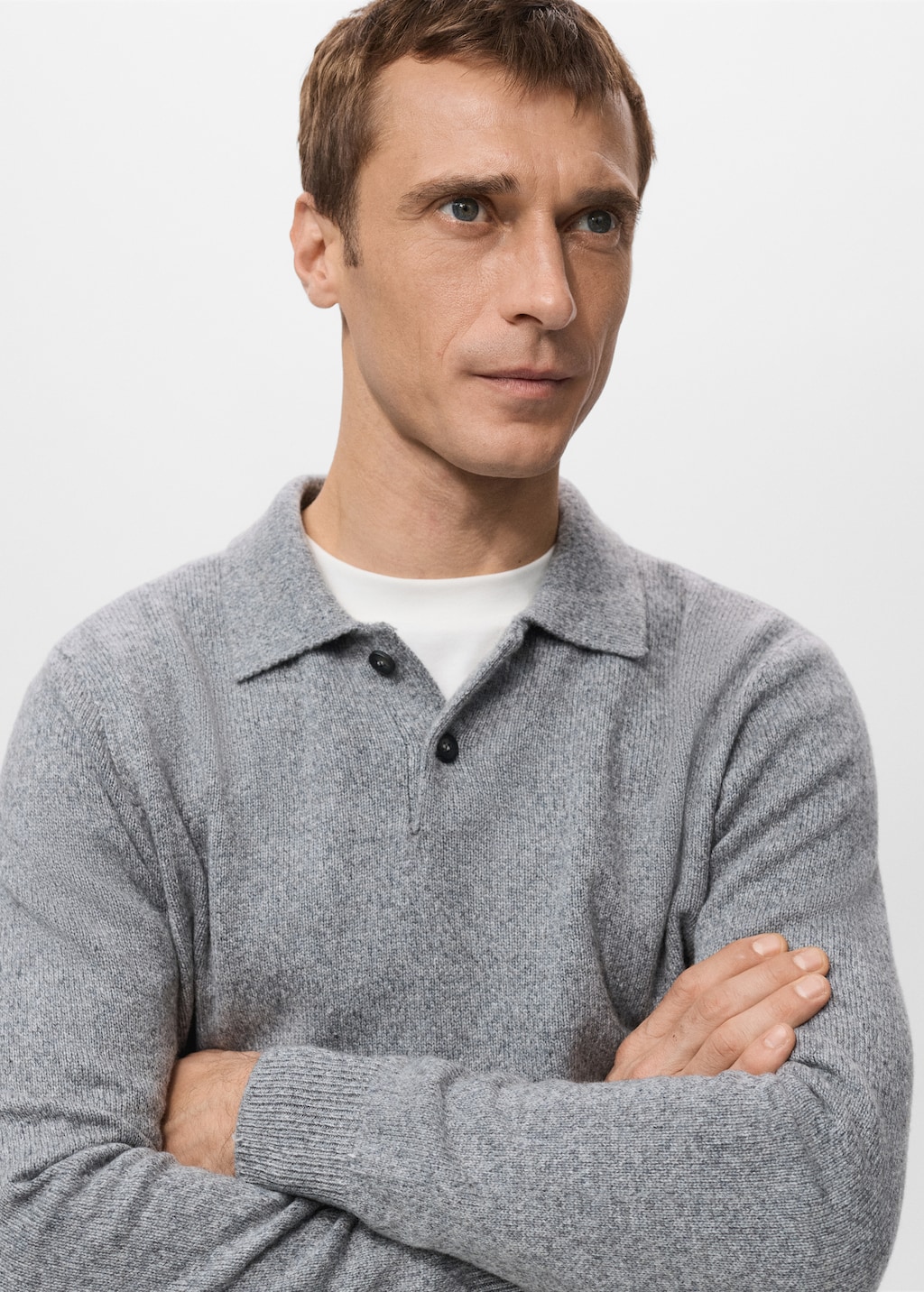 Knitted wool blend polo sweater