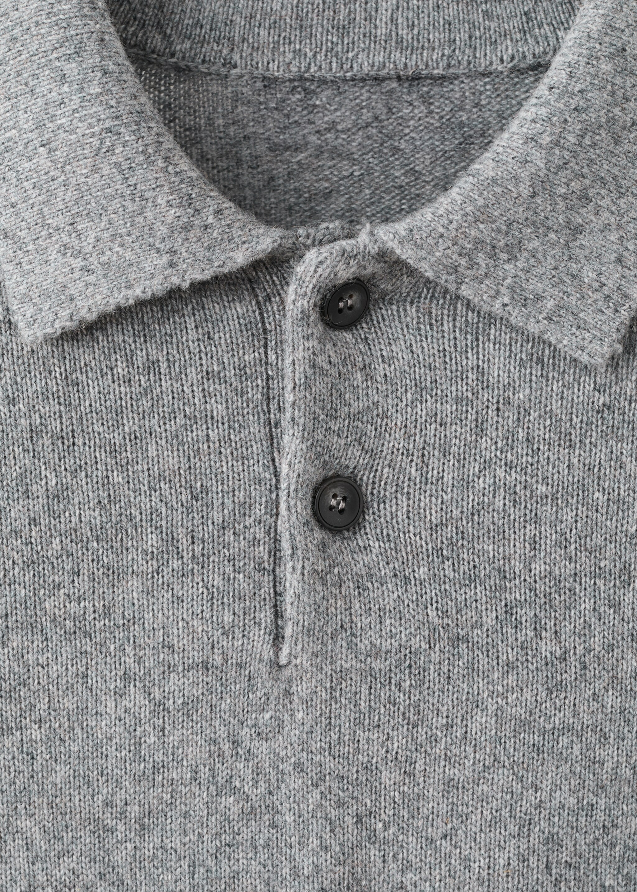 Knitted wool blend polo sweater - Details of the article 8, Grey. Ref: 27091249-00.