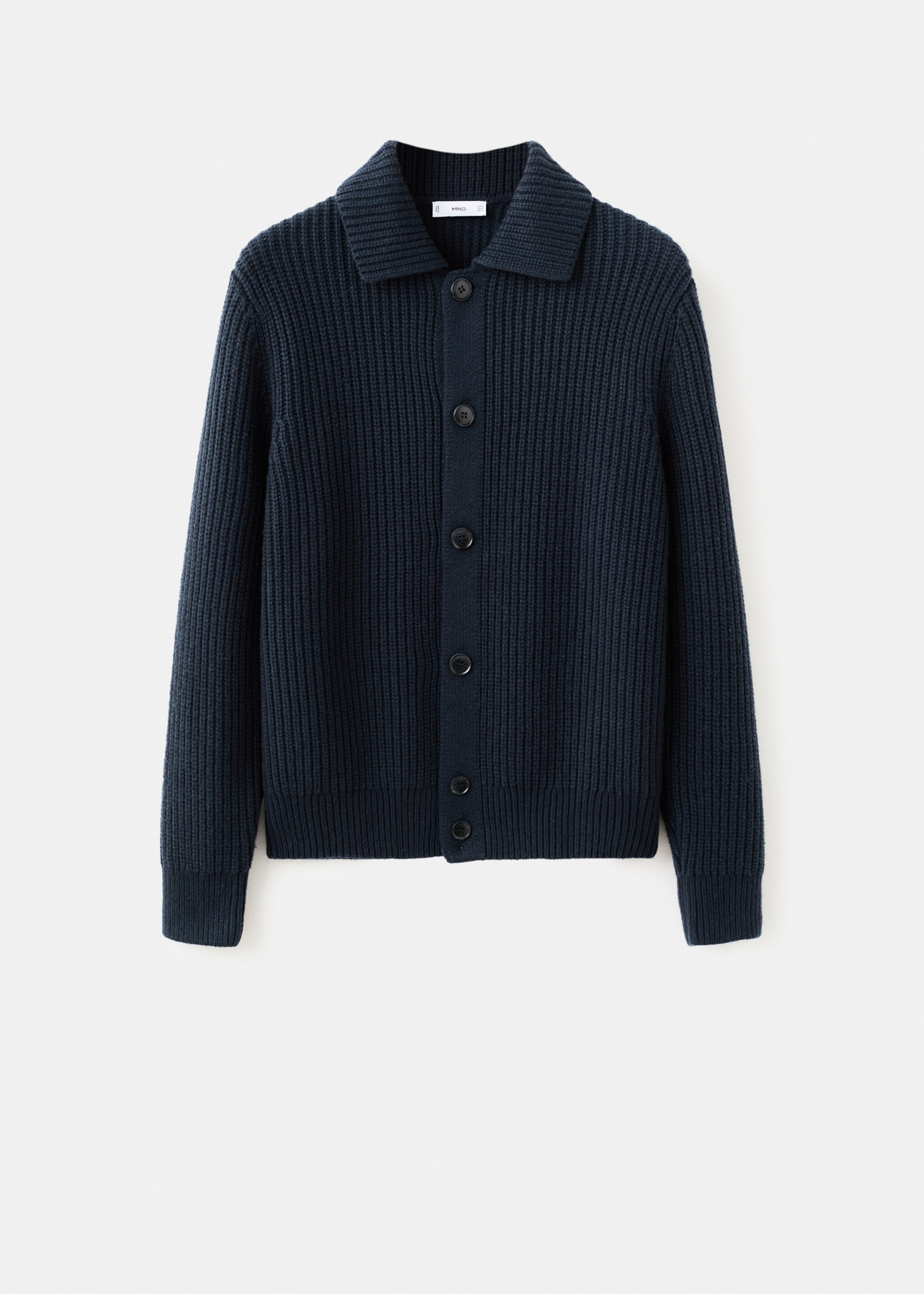 Structured wool-blend cardigan - Article without model, Navy. Ref: 27091250-00.
