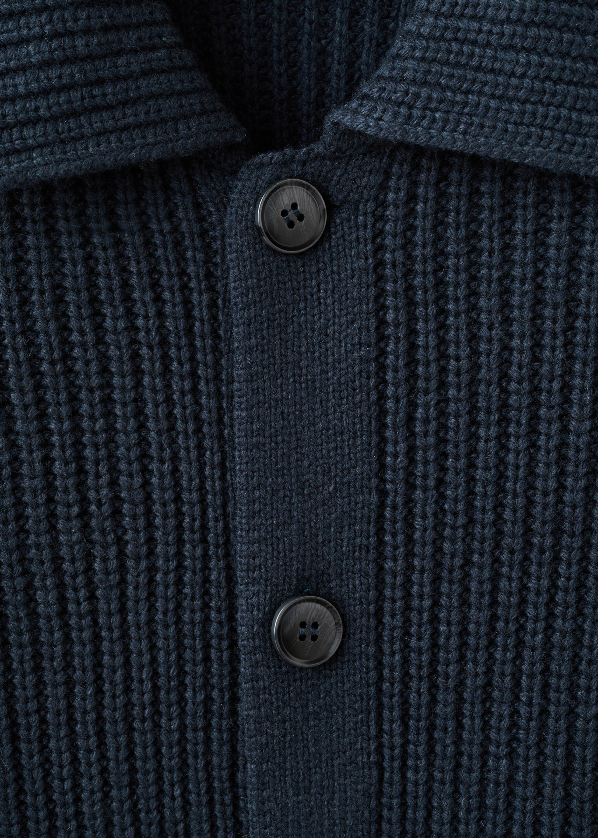Structured wool-blend cardigan - Details of the article 8, Navy. Ref: 27091250-00.