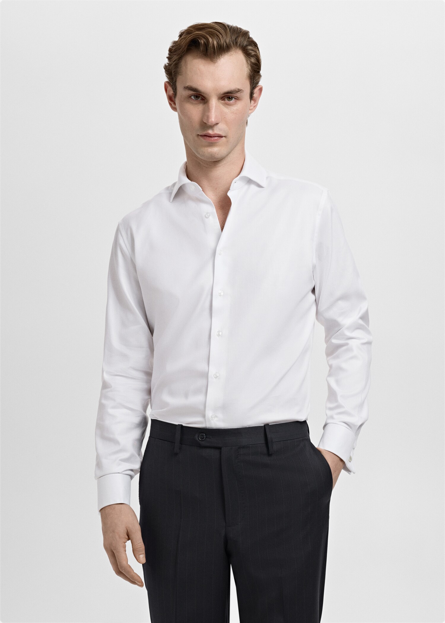 Camisa traje regular fit algodón - Plano medio