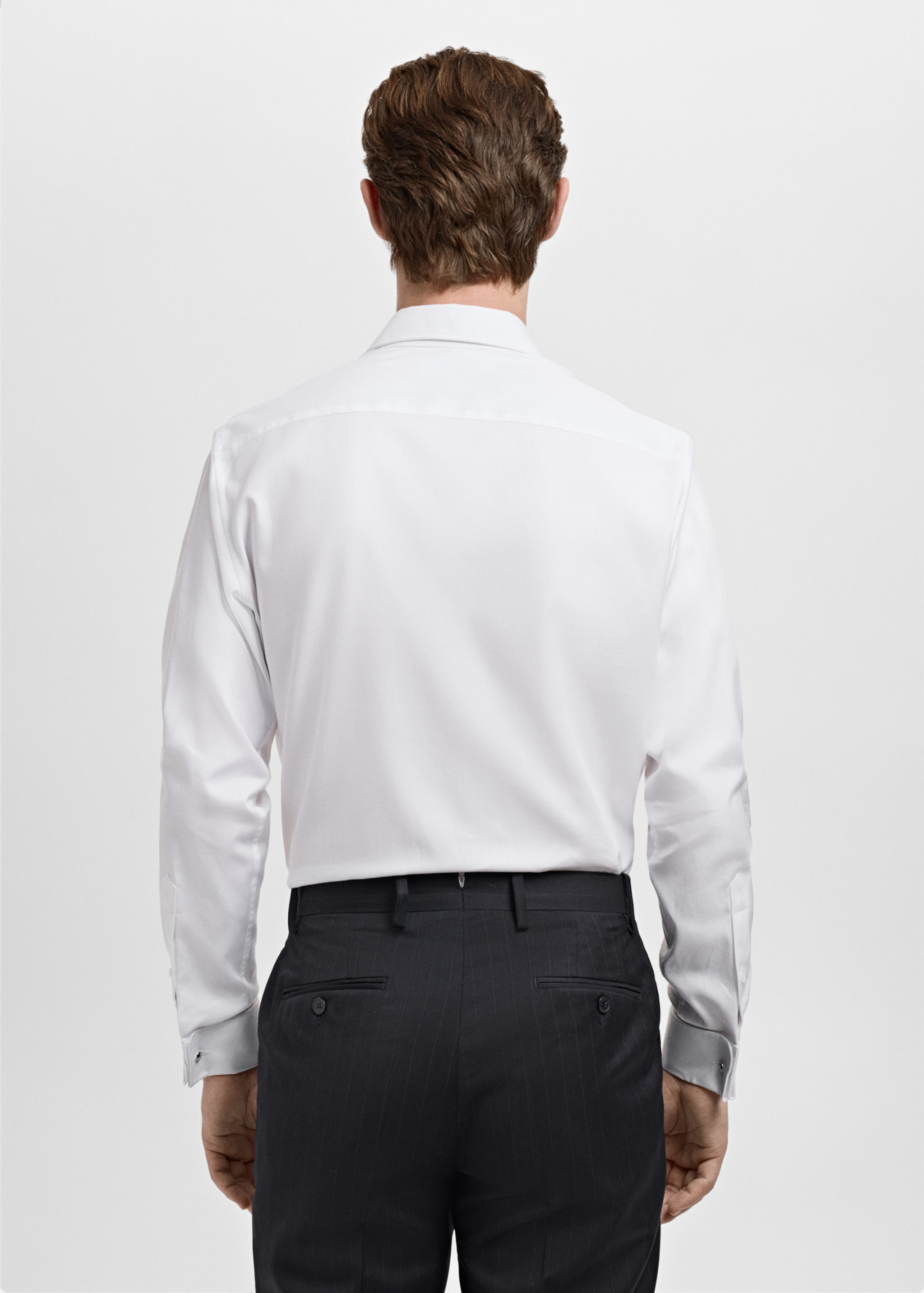 Regular fit cotton suit shirt - Reverse of the article, White. Ref: 27091251-00.