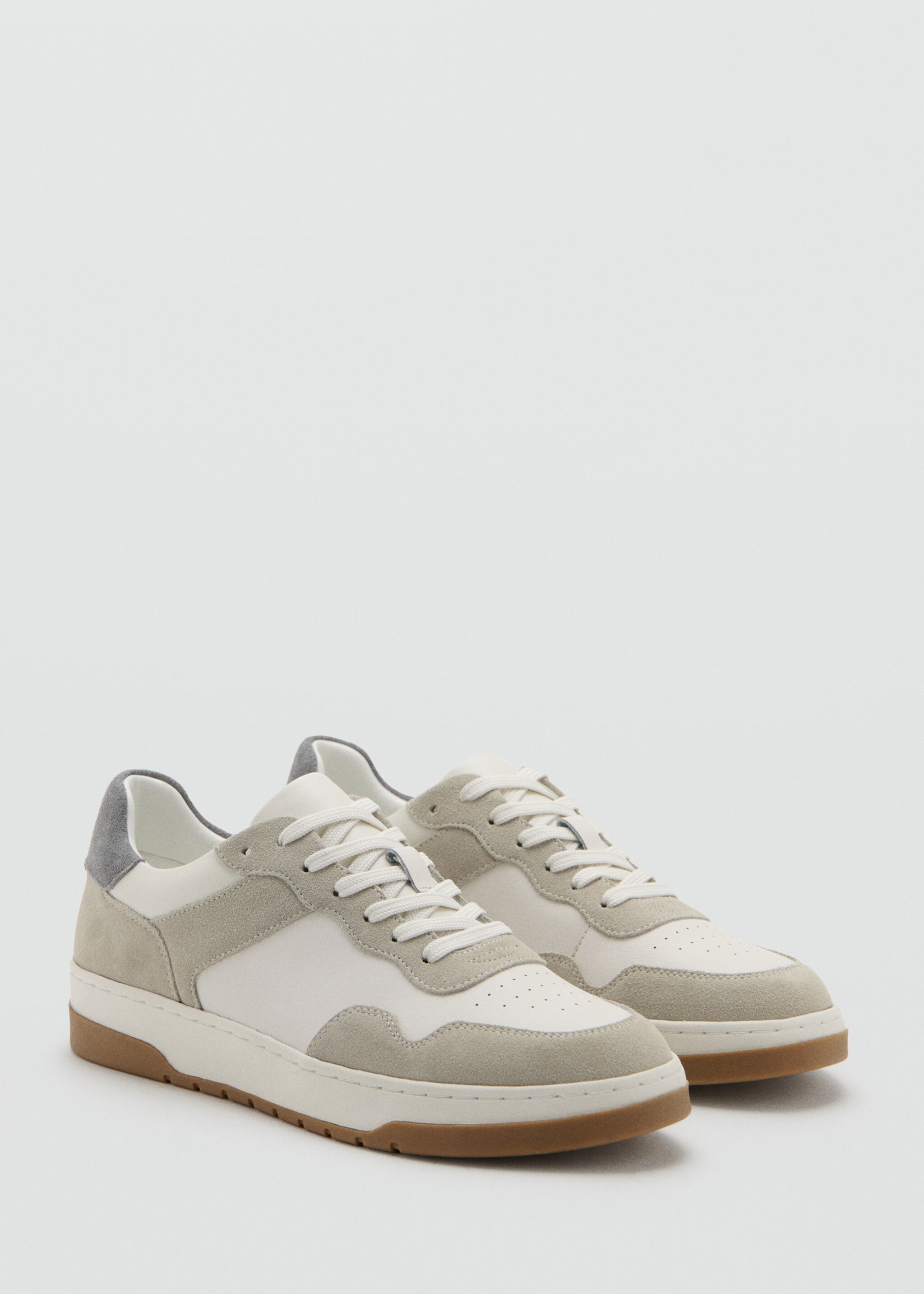 Combined leather trainers - Medium plane, White. Ref: 27091254-00.