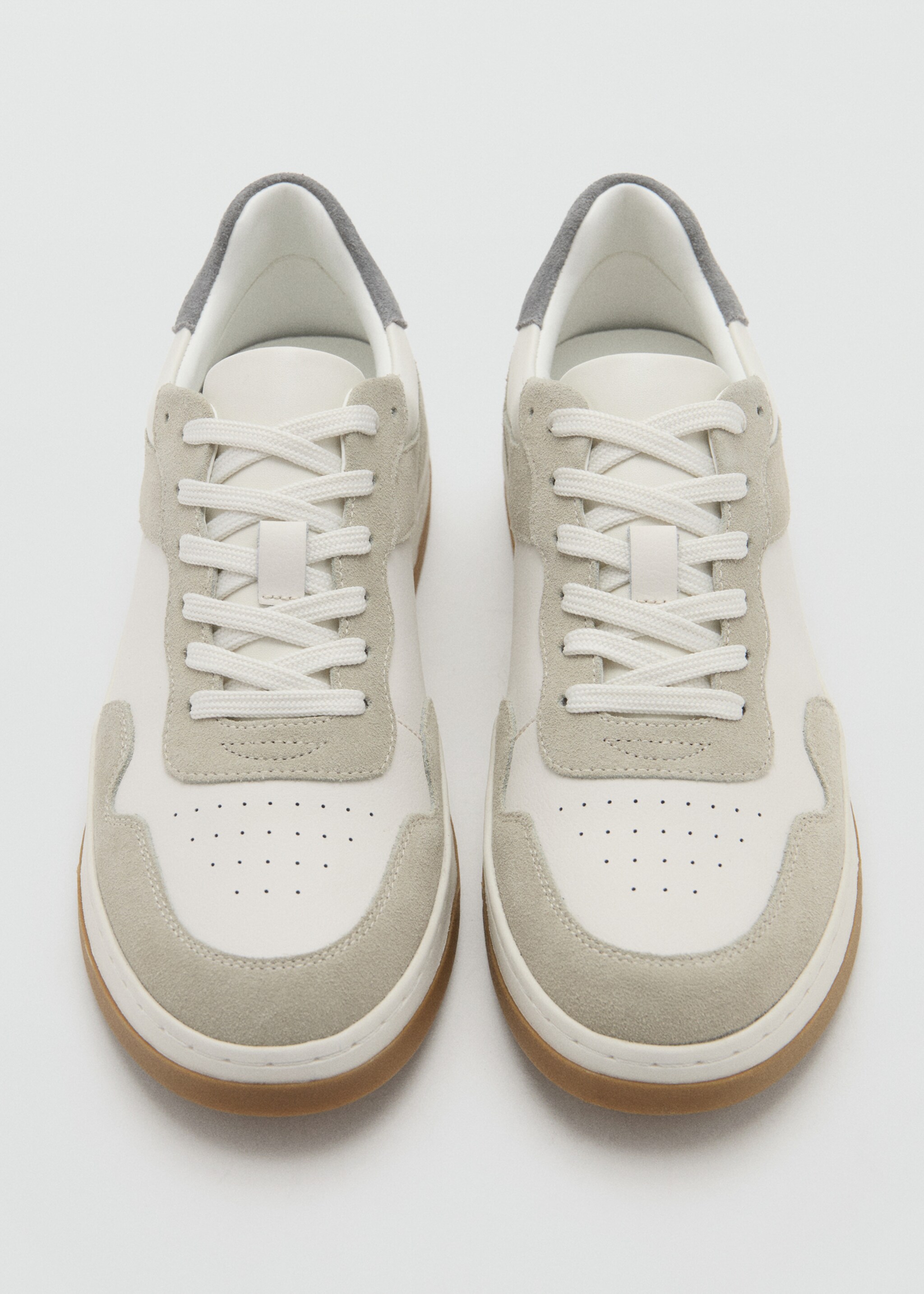 Combined leather trainers - Details of the article 2, White. Ref: 27091254-00.