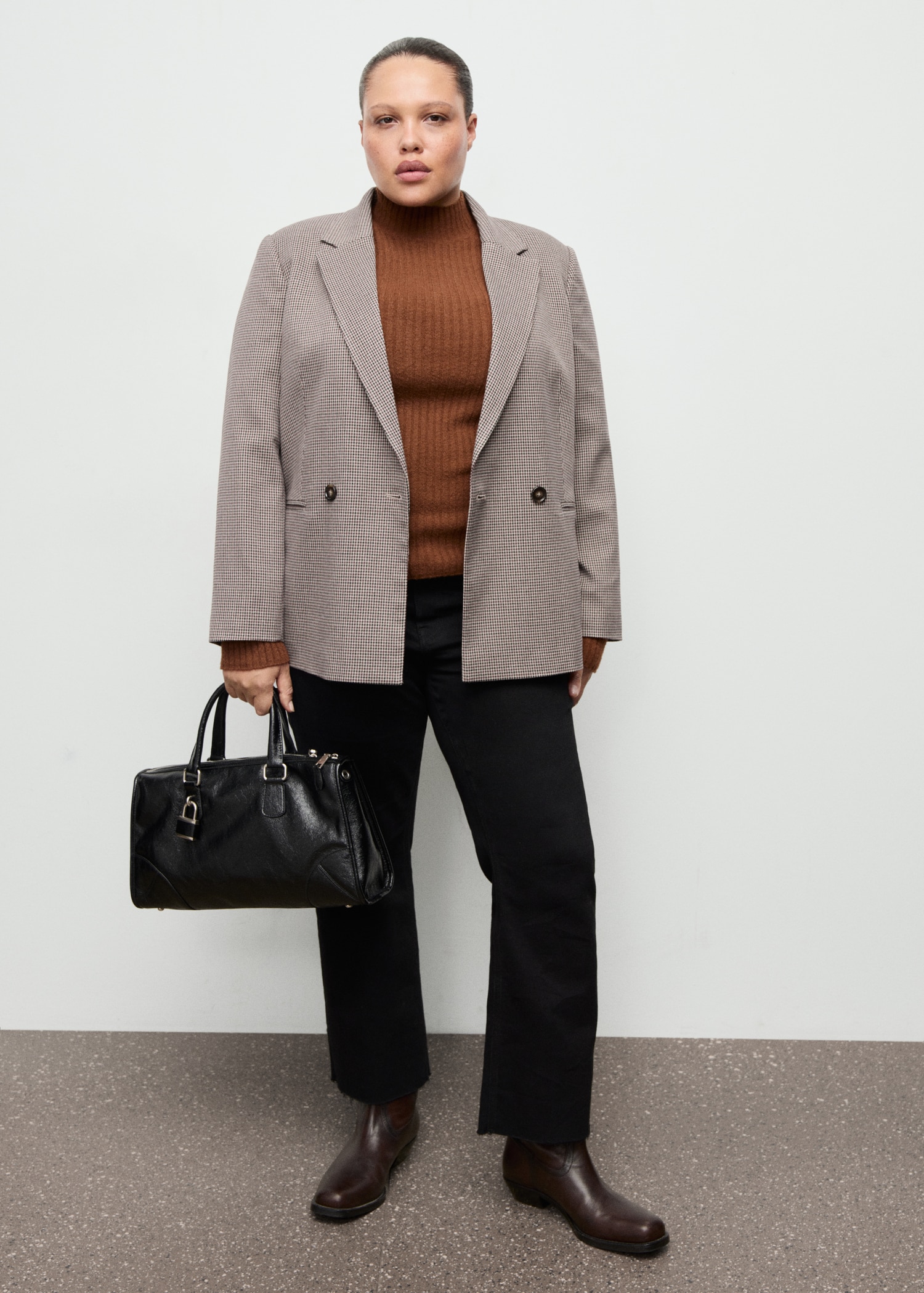 Double Breasted Micro Houndstooth Jacket