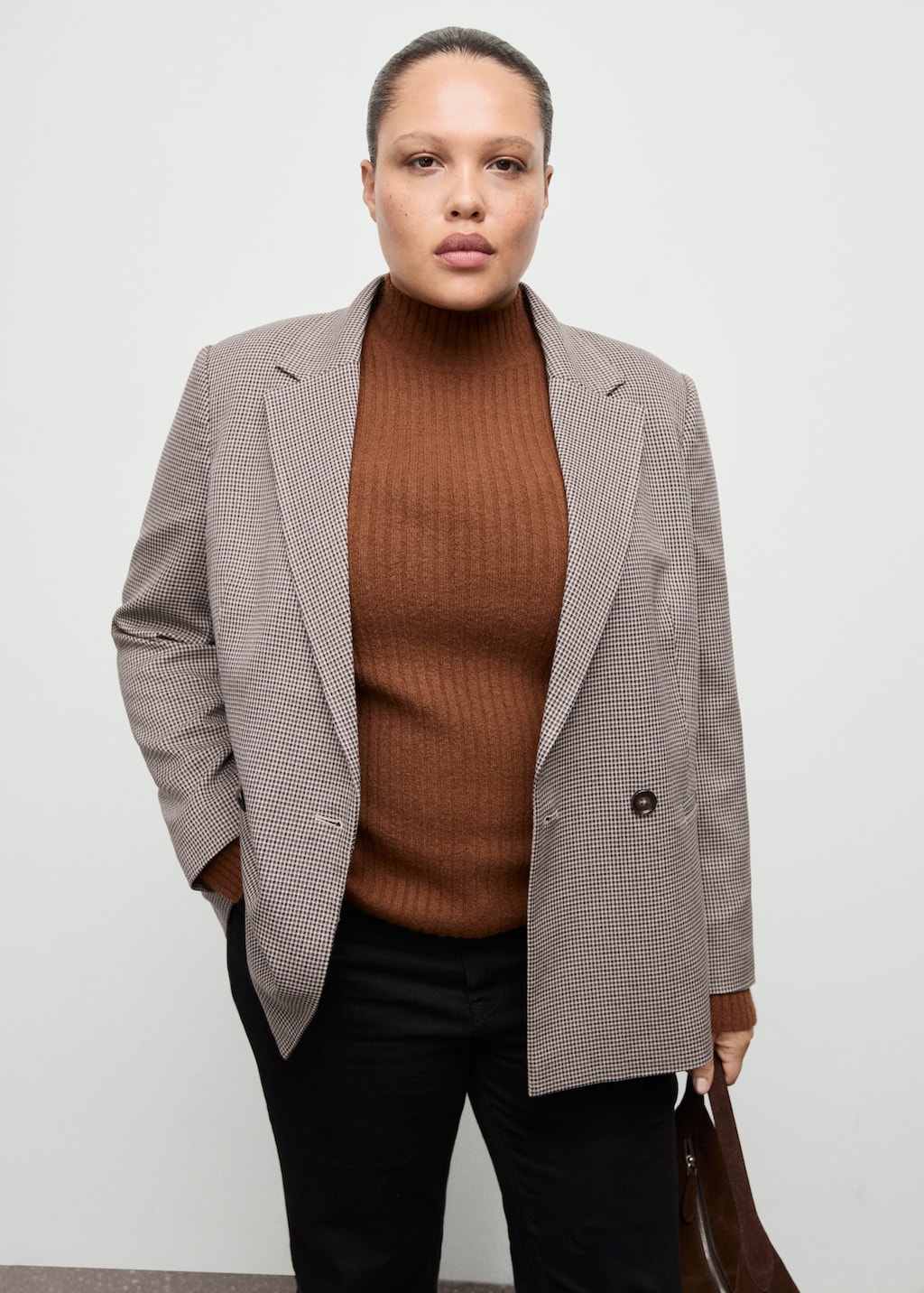 Mango Double-breasted micro-houndstooth jacket thumbnail