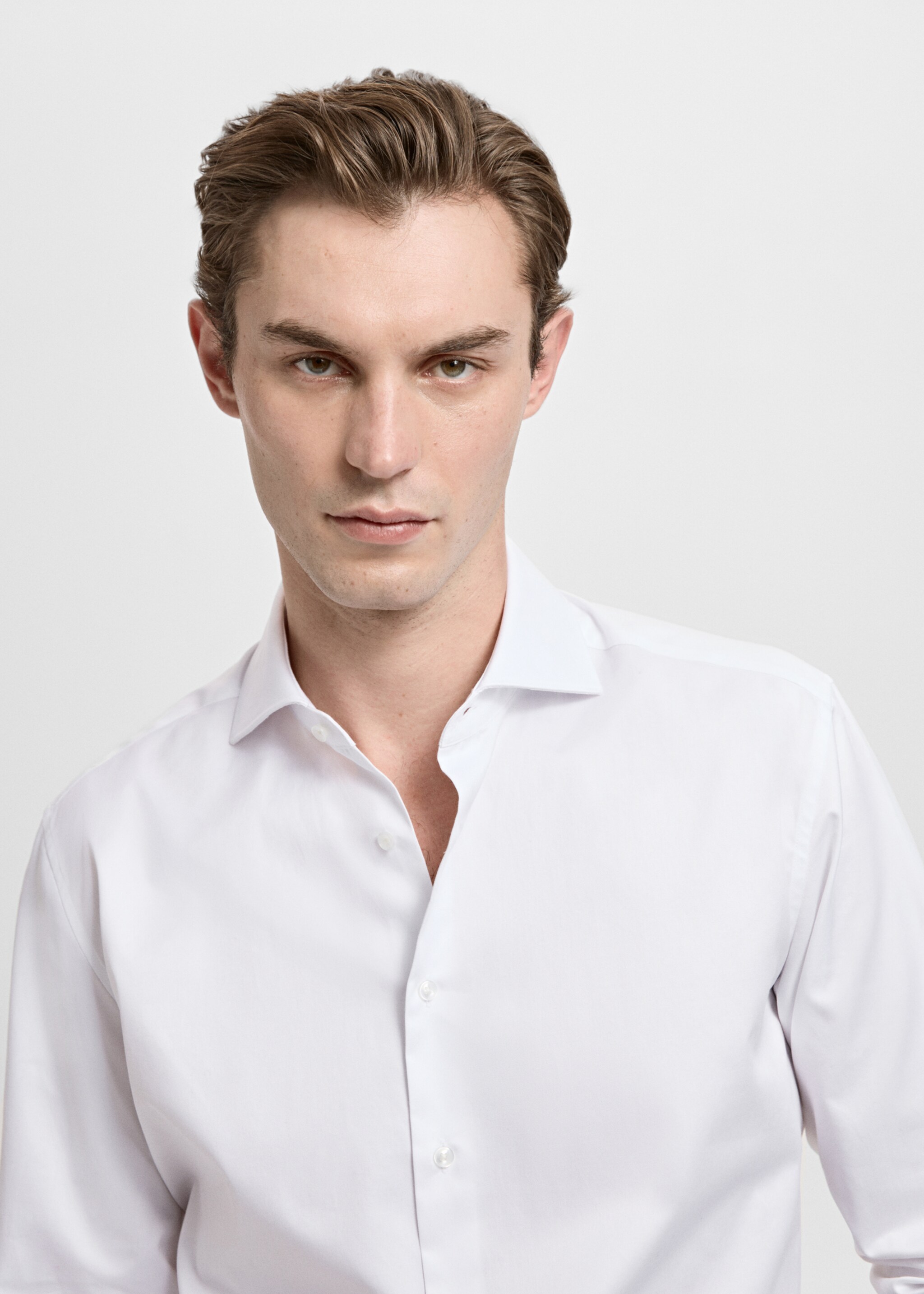 100% cotton dress shirt - Details of the article 1, White. Ref: 27091261-00.
