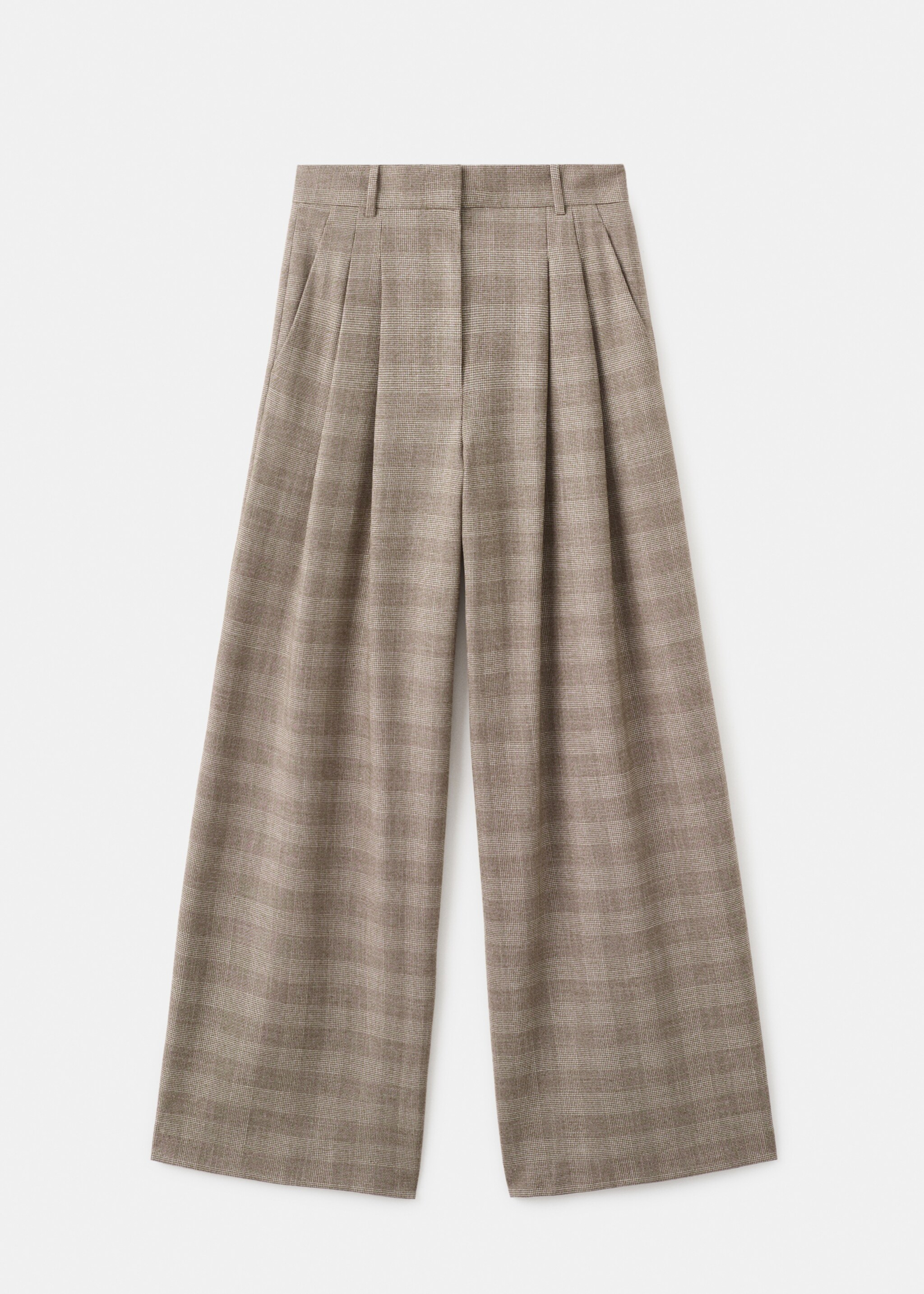 Wide-leg check suit trousers - Article without model, Brown. Ref: 27091262-00.