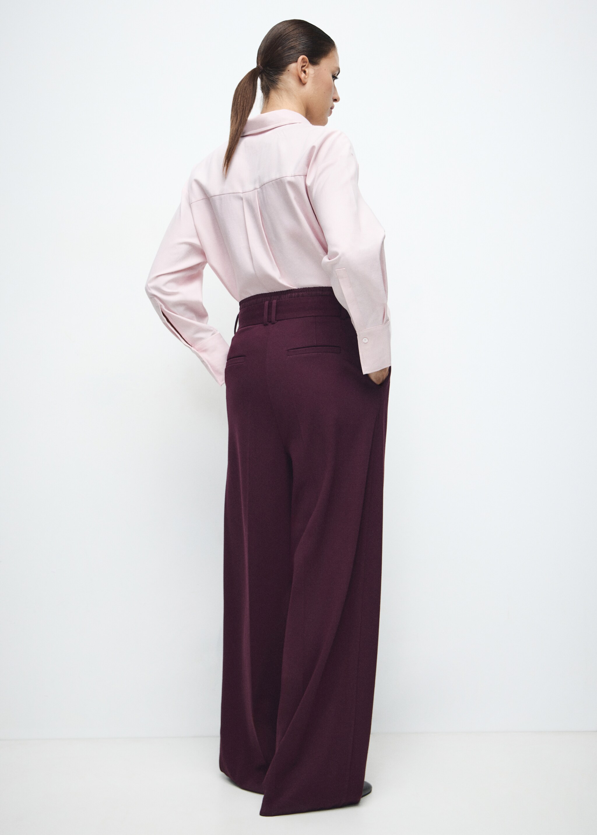 Pantalon droit double taille - Verso de l’article, Grenat. Ref: 27091263-00.