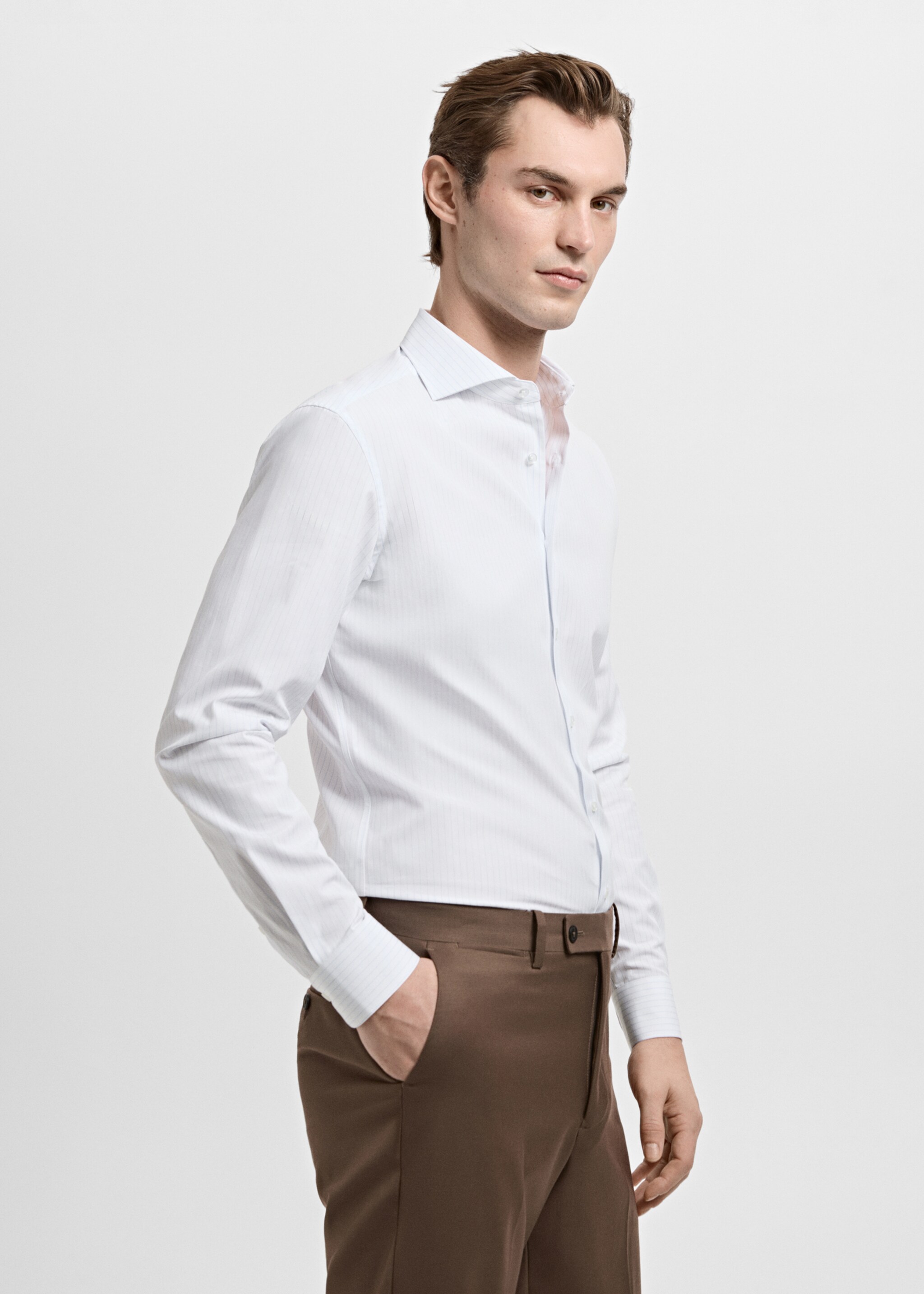 Chemise costume slim fit coton rayures - Détail de l'article 2, Bleu ciel. Ref: 27091264-00.