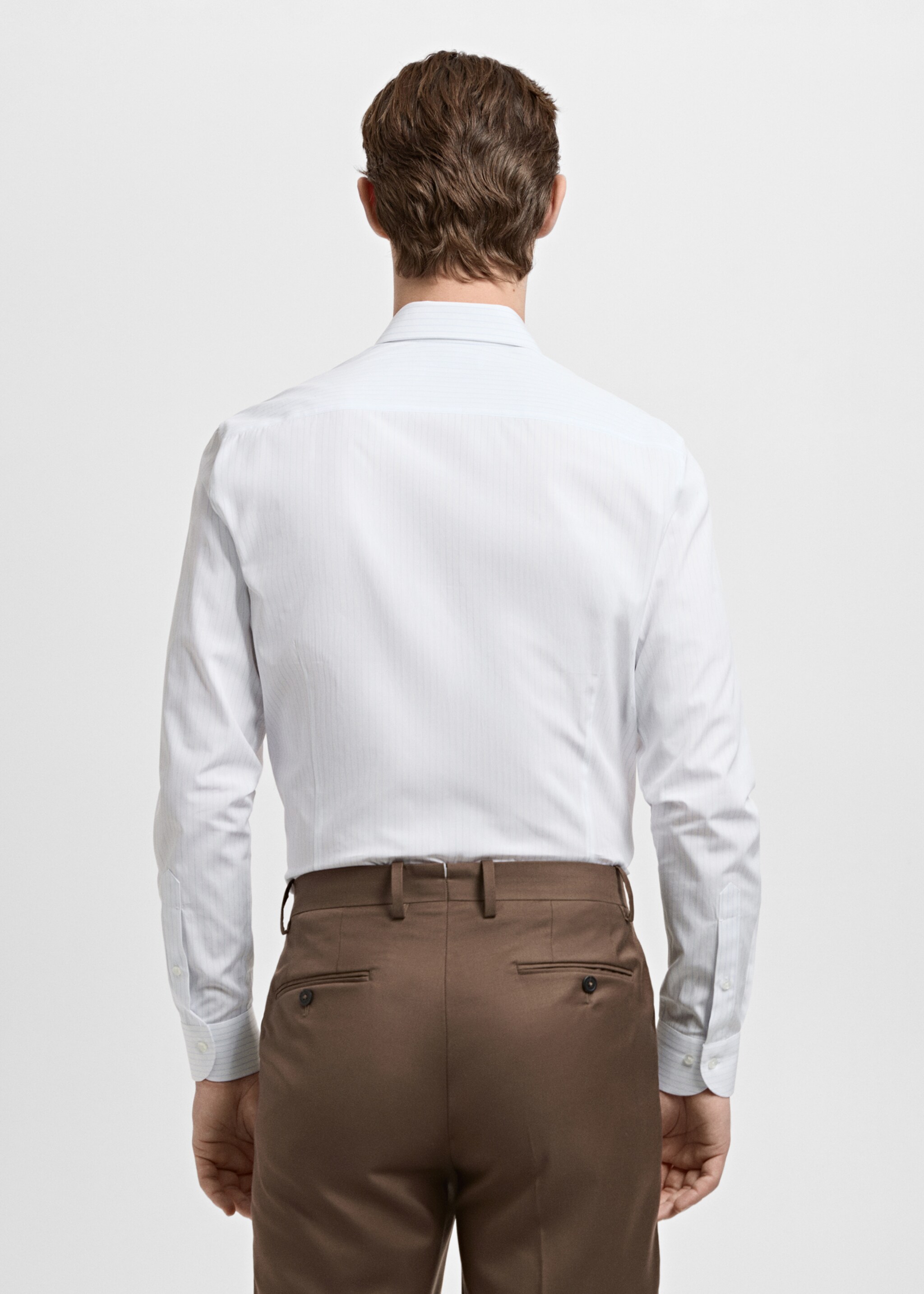 Chemise costume slim fit coton rayures - Verso de l’article, Bleu ciel. Ref: 27091264-00.