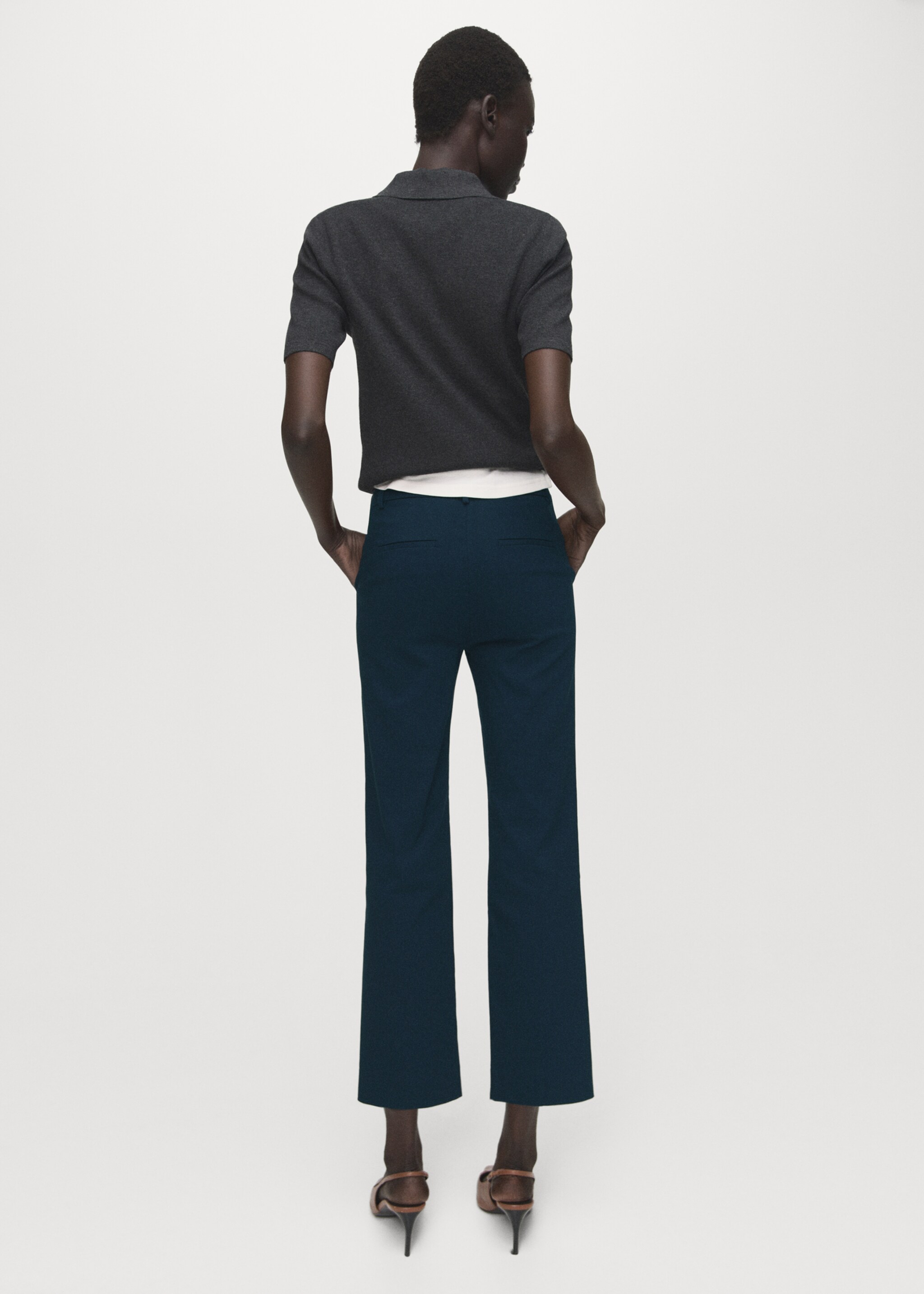Straight-cut crop trousers - Reverse of the article, Navy. Ref: 27091266-00.