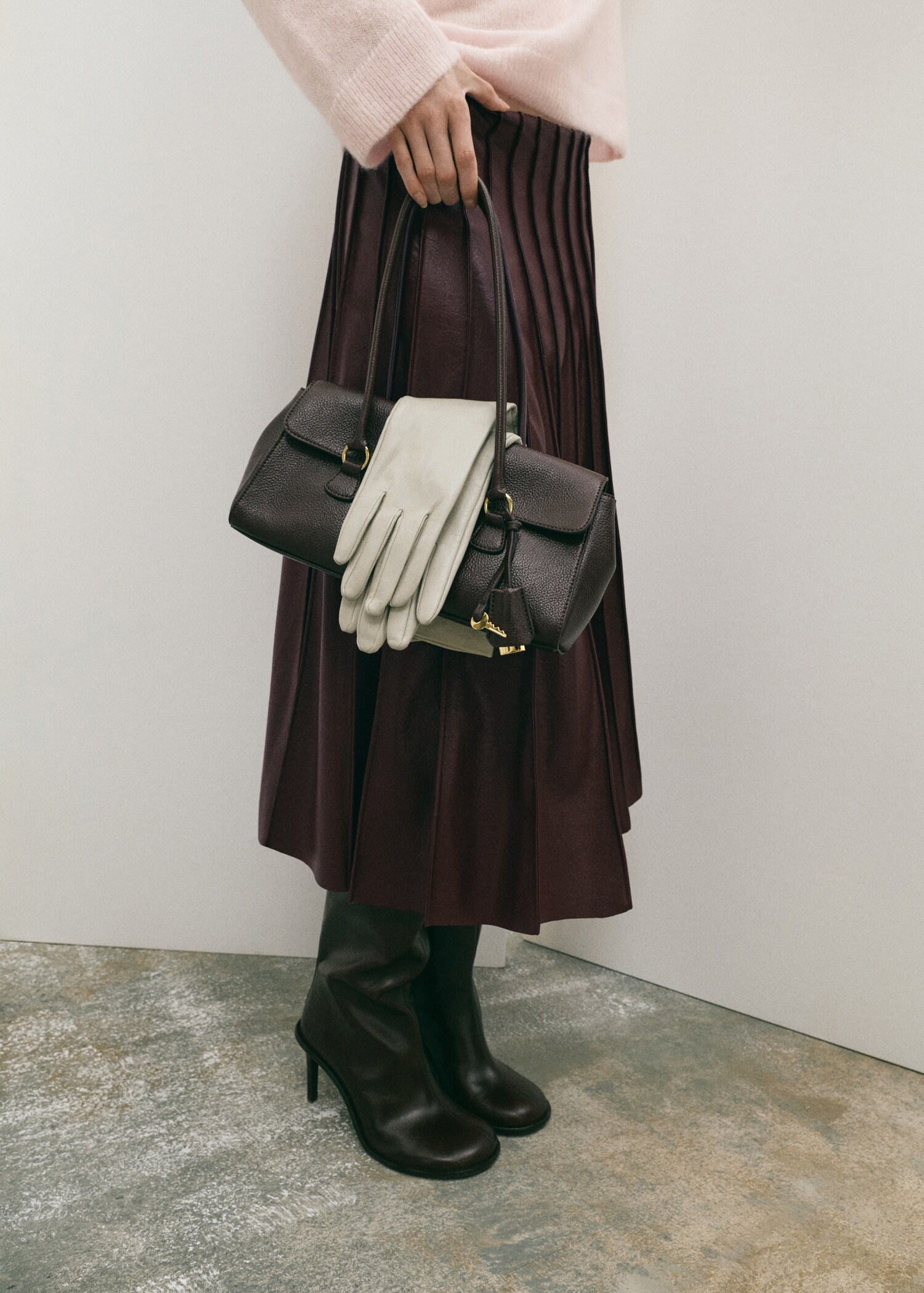 Faux leather skirt with godets - Medium plane