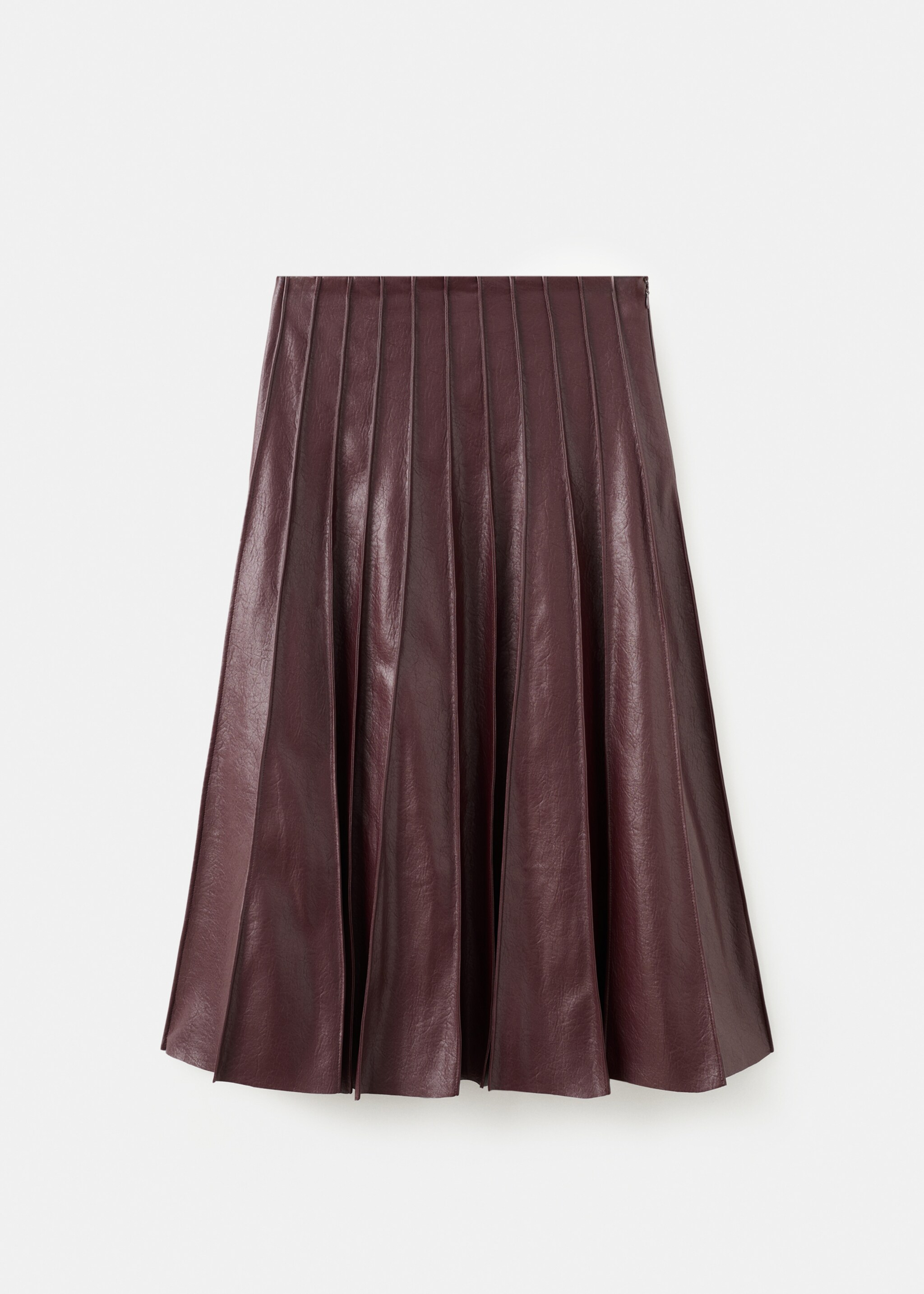 Faux leather skirt with godets - Article without model, Maroon. Ref: 27091267-00.
