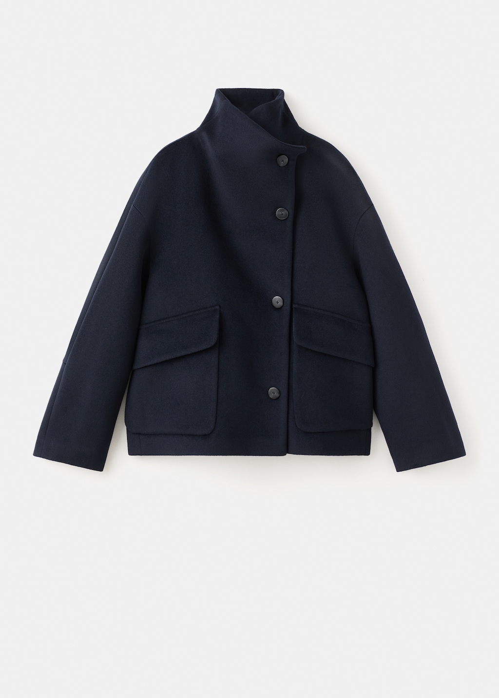 Mango Wool funnel-neck coat