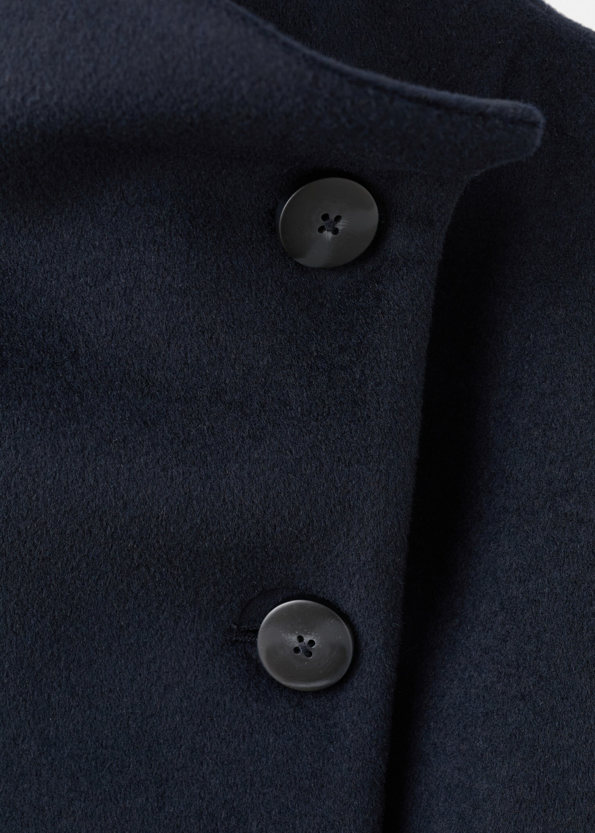 Wool funnel-neck coat - Details of the article 8, Navy. Ref: 27091271-00.