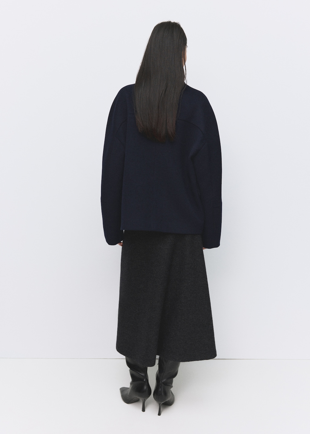 Mango Wool funnel-neck coat