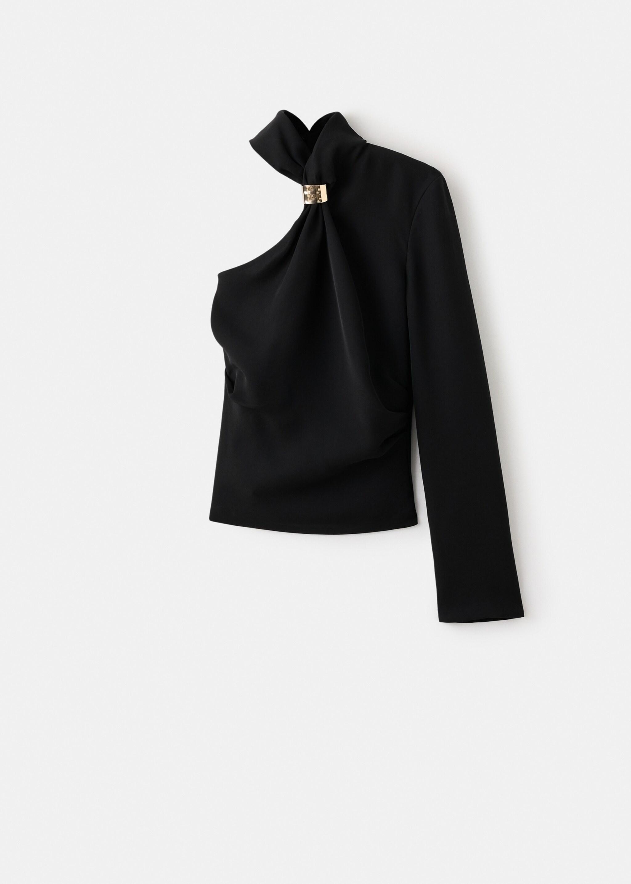Asymmetrical blouse with metallic detail - Article without model, Black. Ref: 27091273-00.