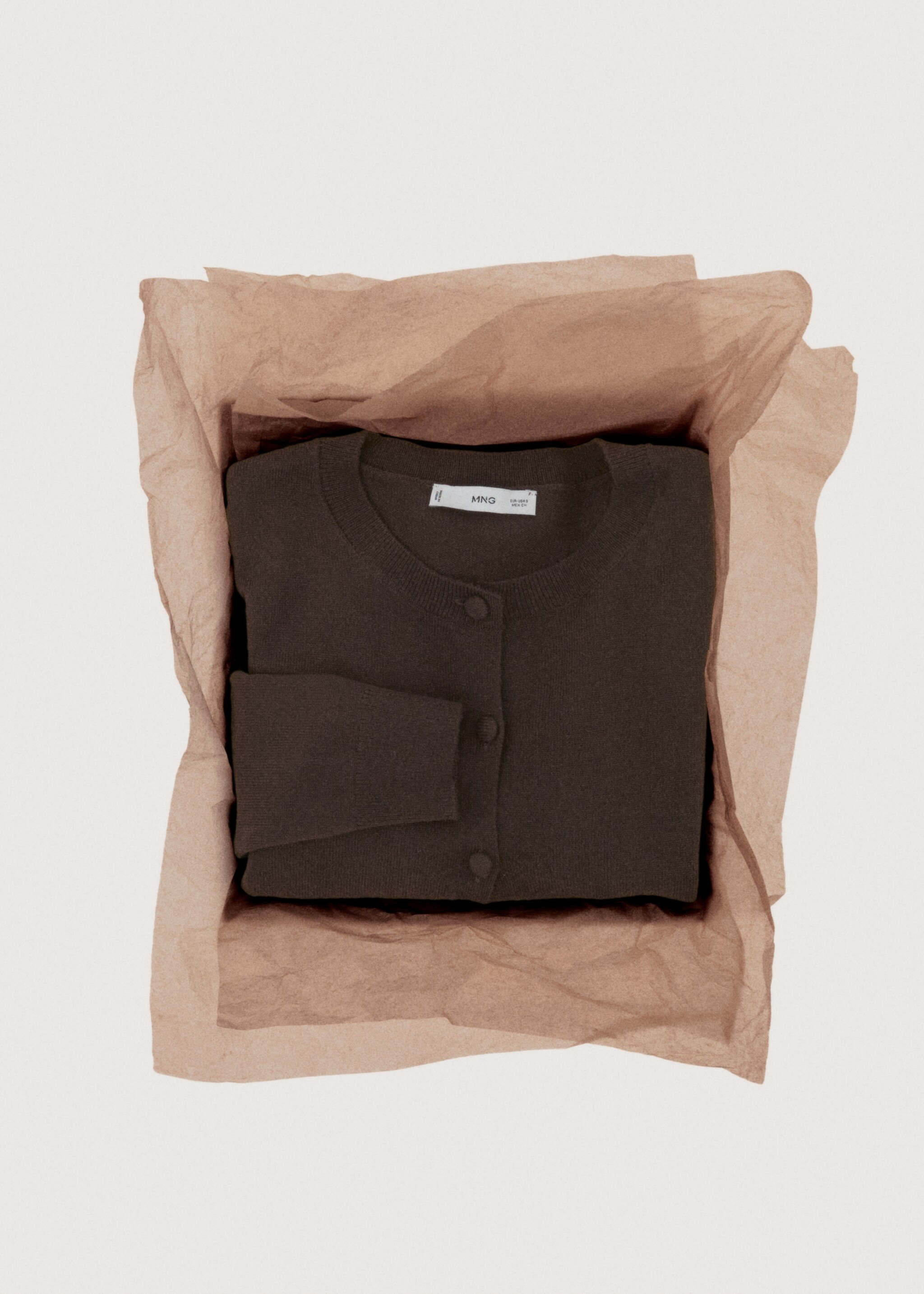 Knitted button cardigan - Details of the article 7, Chocolate. Ref: 27091274-00.