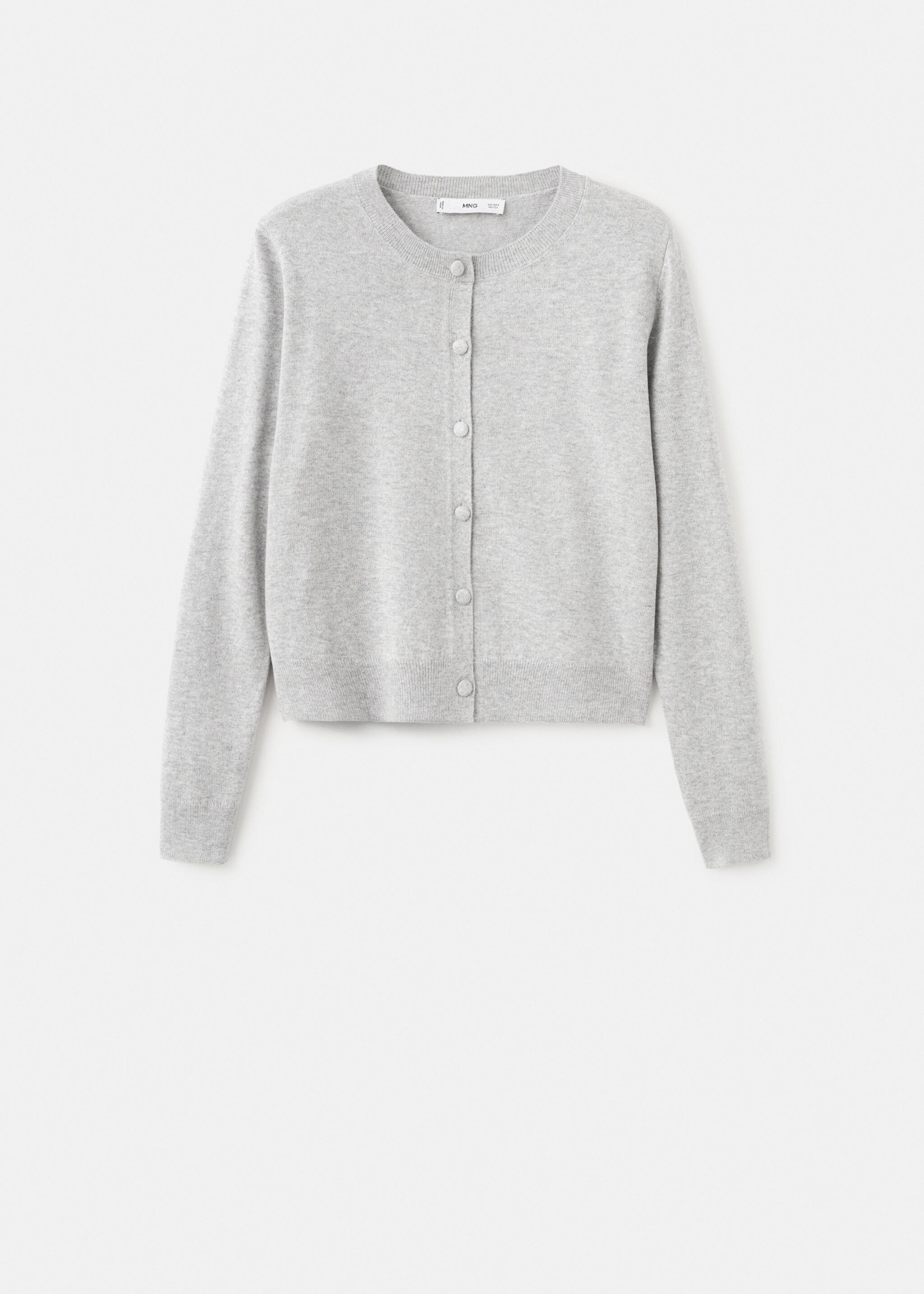 Вязаный кардиган с пуговицами - Изделие без модели, Меланжевый светло-серый. Ref: 27091274-00.