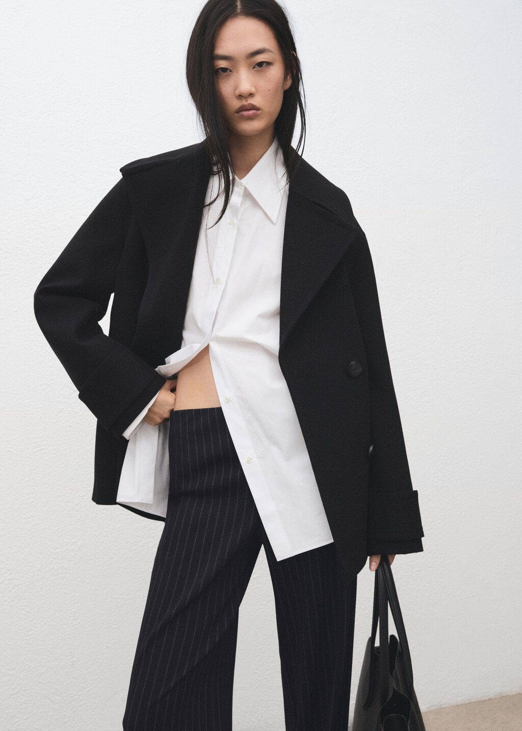 Chalk-stripe straight pants - Women | MANGO USA