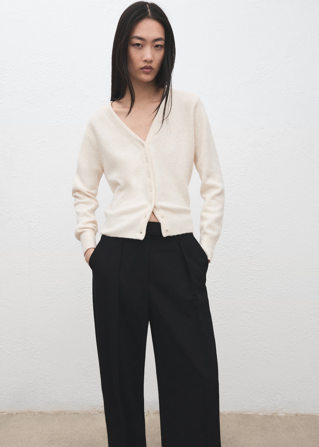 V-neck knitted cardigan