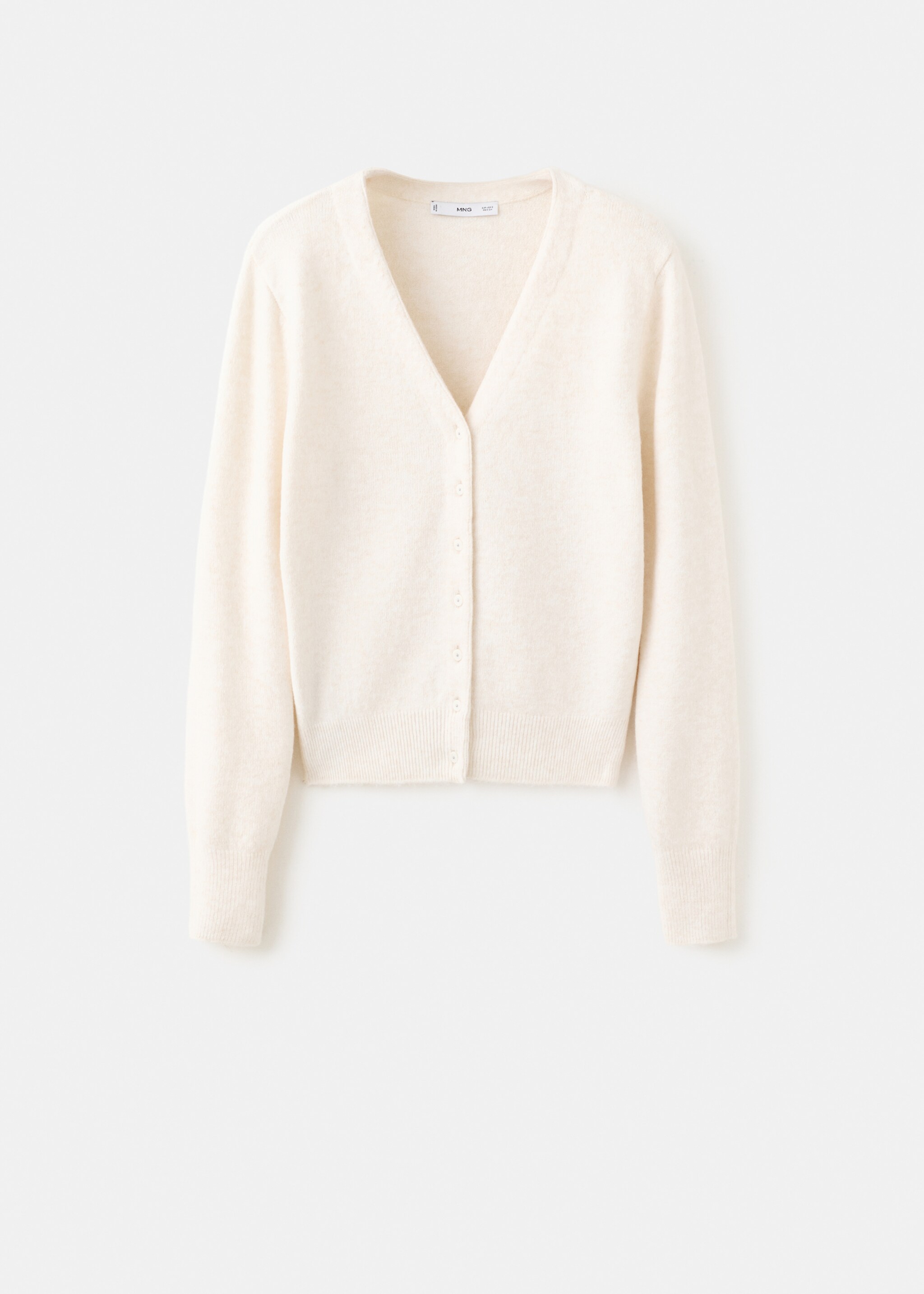 V-neck knitted cardigan - Article without model, Ecru. Ref: 27091279-00.