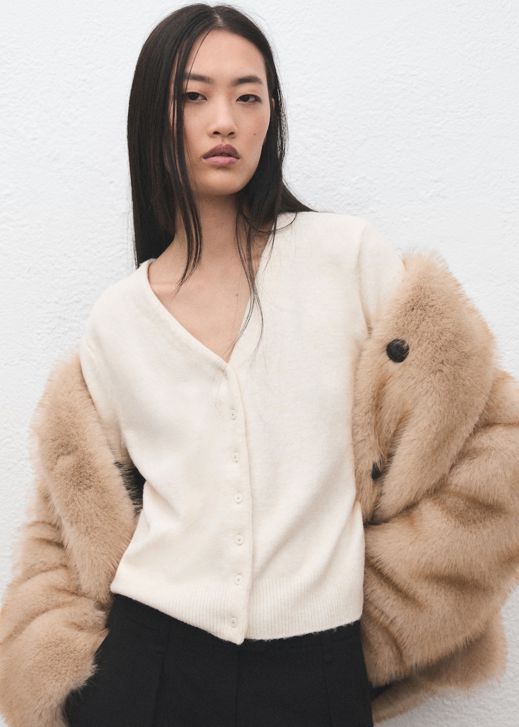 Mango V-neck knitted cardigan