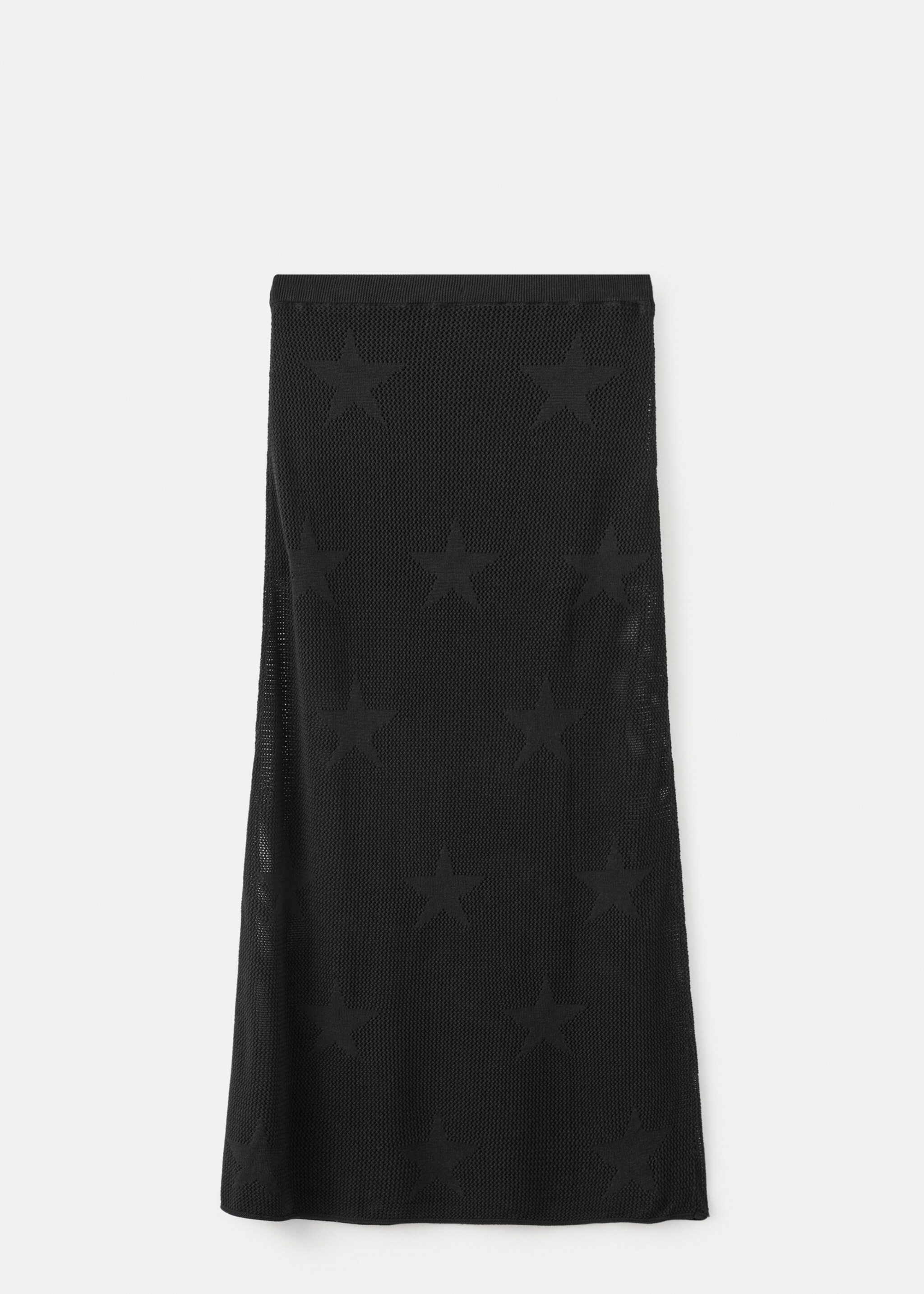 Semi-transparent knitted skirt with star - Article without model, Black. Ref: 27091280-00.